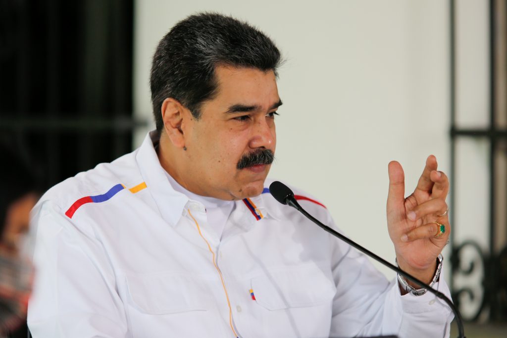 Venezuela's President Nicolas Maduro gestures during a state television address, in Caracas, Venezuela March 28, 2021. Miraflores Palace/Handout via REUTERS   ATTENTION EDITORS - THIS PICTURE WAS PROVIDED BY A THIRD PARTY. NO RESALES. NO ARCHIVES