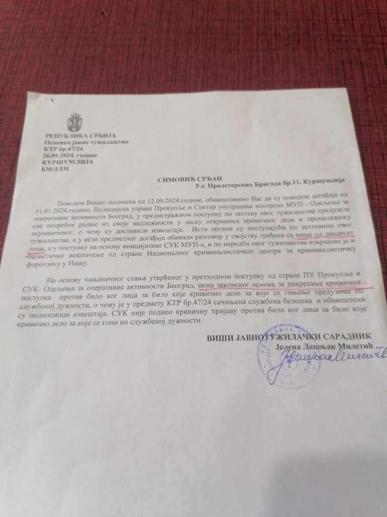 Srđan Simović, Kuršumlija, policija, šenlučenje