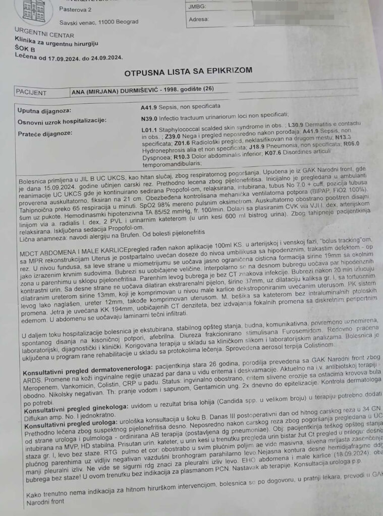 Ana Durmišević, Dom zdravlja Borča, sepsa Foto: Privatna arhiva
