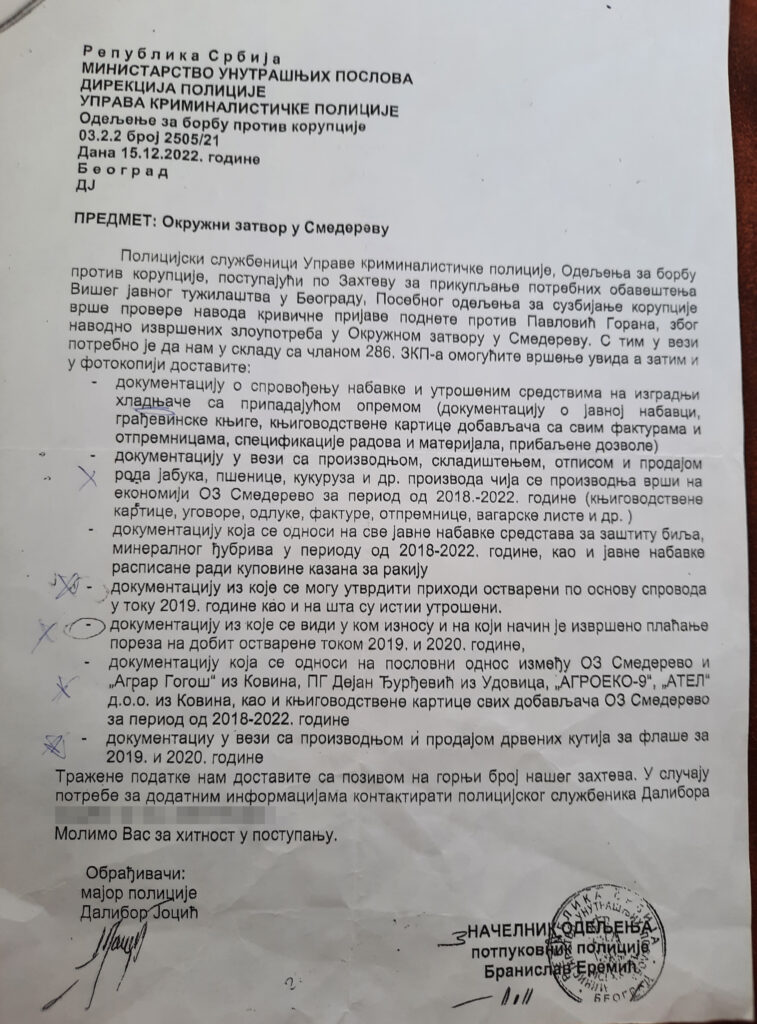 Smederevo, zatvor, upravnik, keivična-prijava