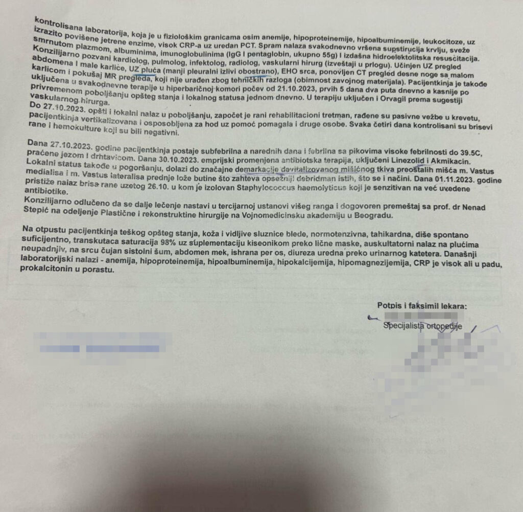 Danica Ružić, mlada odbojkašica, nesavesno lečnje, loše lečenje, unakažena noga Foto: Privatna arhiva