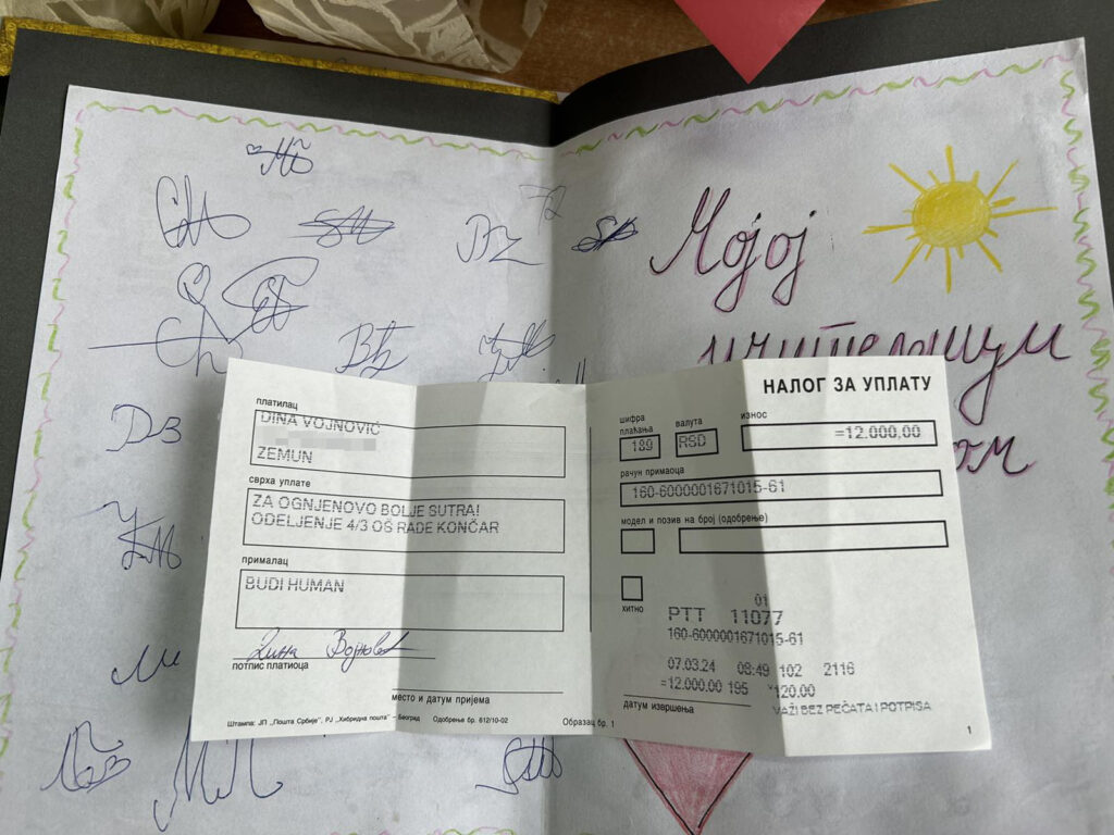 Učiteljica Dina, Osnovna škola Rade Končar, OŠ Rade Končar, 8. mart, poklon, humanitarna akcija, pomoć Foto: Privatna arhiva