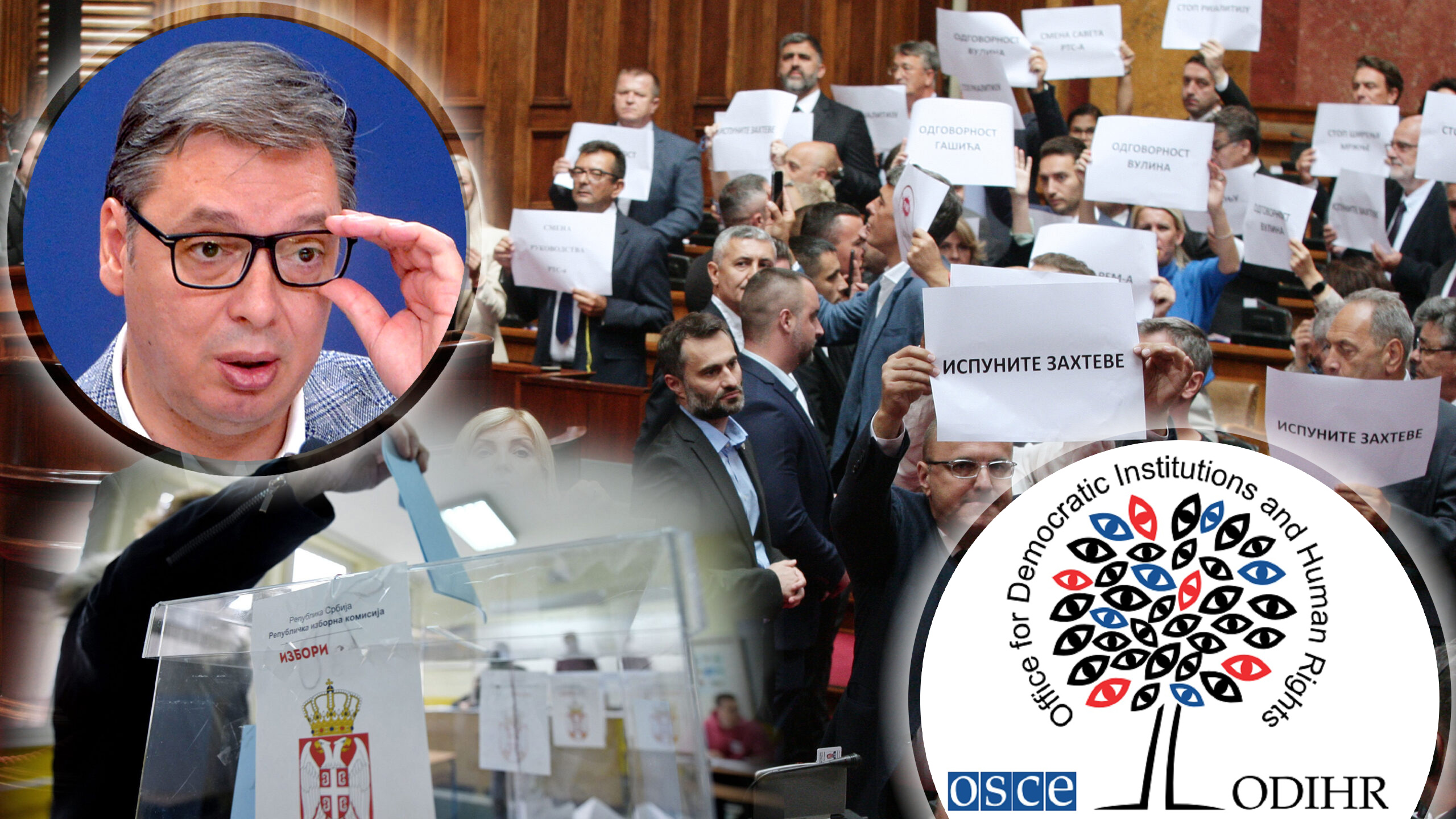 Vučić, izbori, ODIHR, kombo Foto: TANJUG/ SAVA RADOVANOVIĆ RADE PRELIĆ, Filip Krainčanić/Nova.rs/Printscreen
