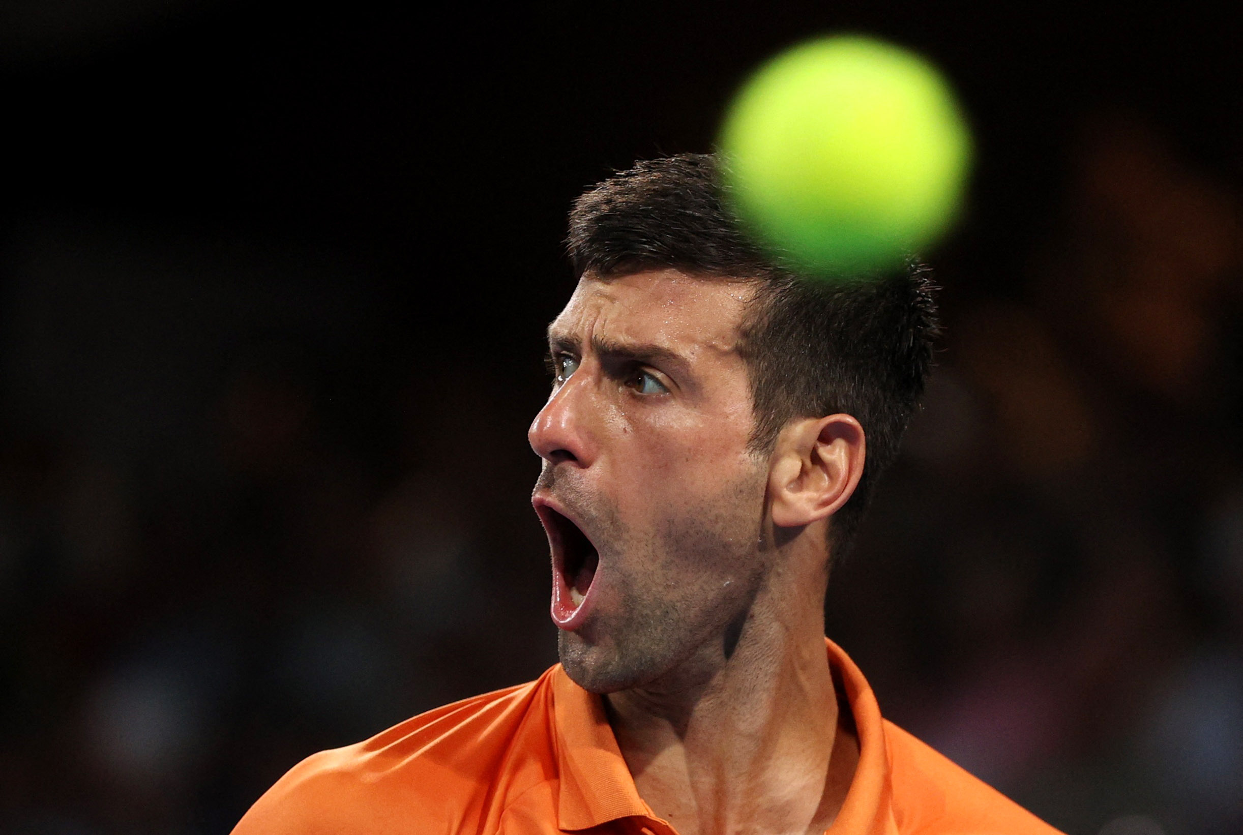 Tennis - Adelaide International - Memorial Drive Tennis Club, Adelaide, Australia - January 8, 2023 Serbia's Novak Djokovic reacts during the final match against Sebastian Korda of the U.S. REUTERS/Loren Elliott