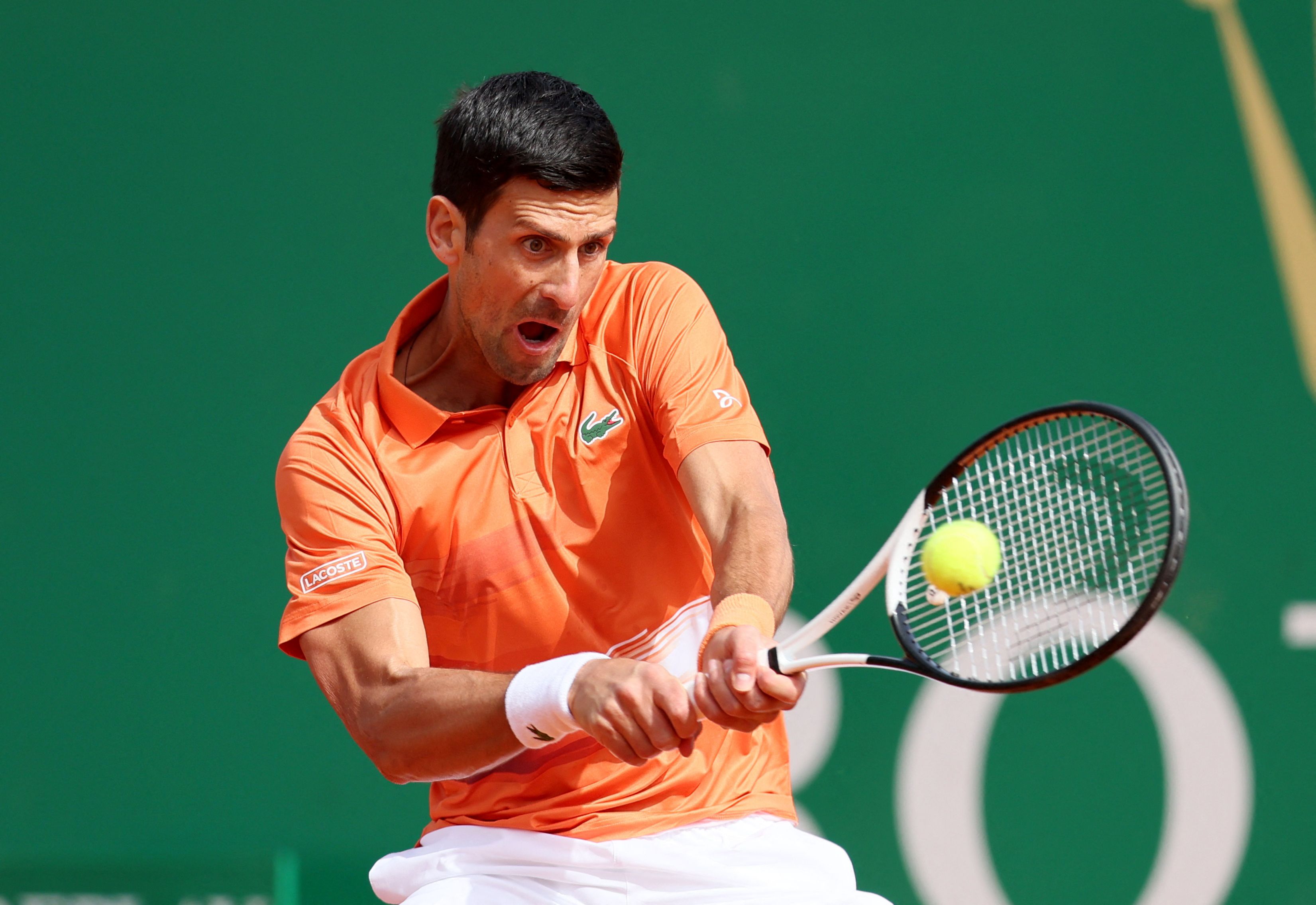 Tennis - ATP Masters 1000 - Monte Carlo Masters - Monte-Carlo Country Club, Roquebrune-Cap-Martin, France - April 12, 2022 Serbia's Novak Djokovic in action during his second round match against Spain's Alejandro Davidovich Fokina REUTERS/Denis Balibouse