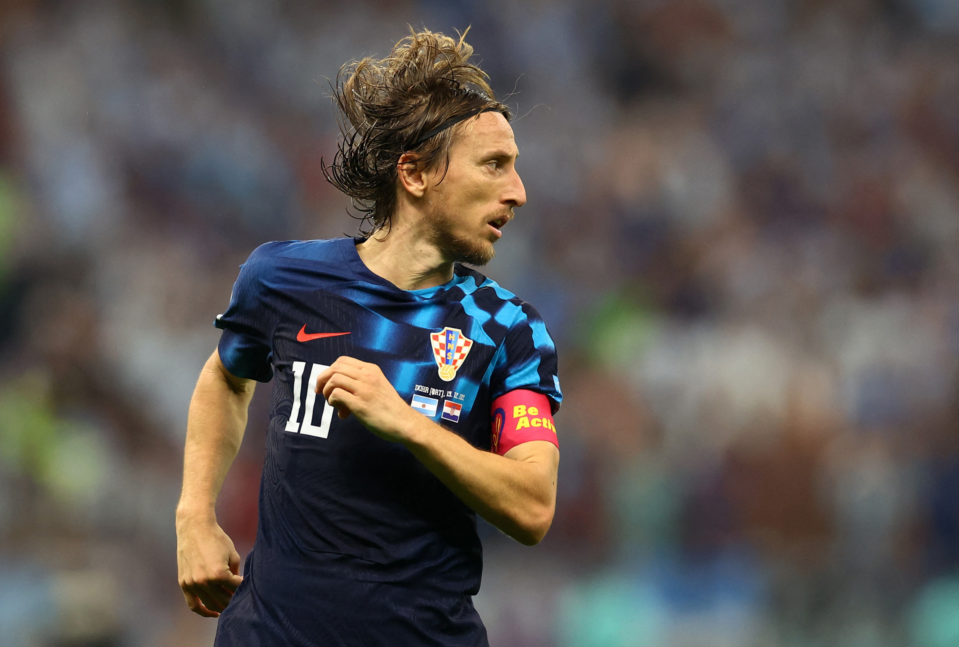 Soccer Football - FIFA World Cup Qatar 2022 - Semi Final - Argentina v Croatia - Lusail Stadium, Lusail, Qatar - December 13, 2022 Croatia's Luka Modric during the match REUTERS/Carl Recine