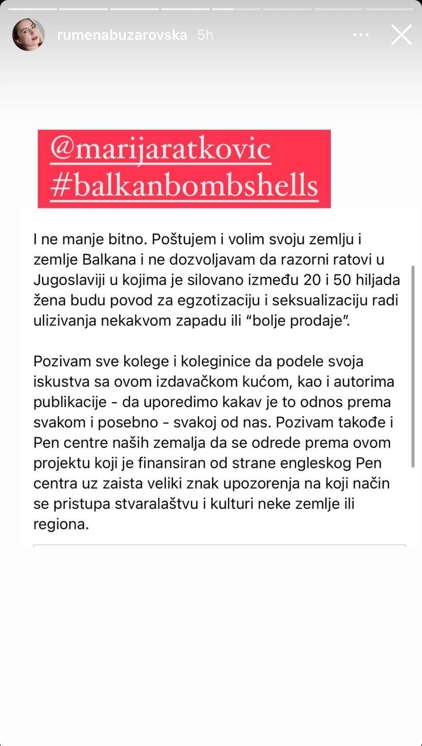Rumena Bužarovska, knjiga, komentari Foto: Instagram/rumenabuzarovska