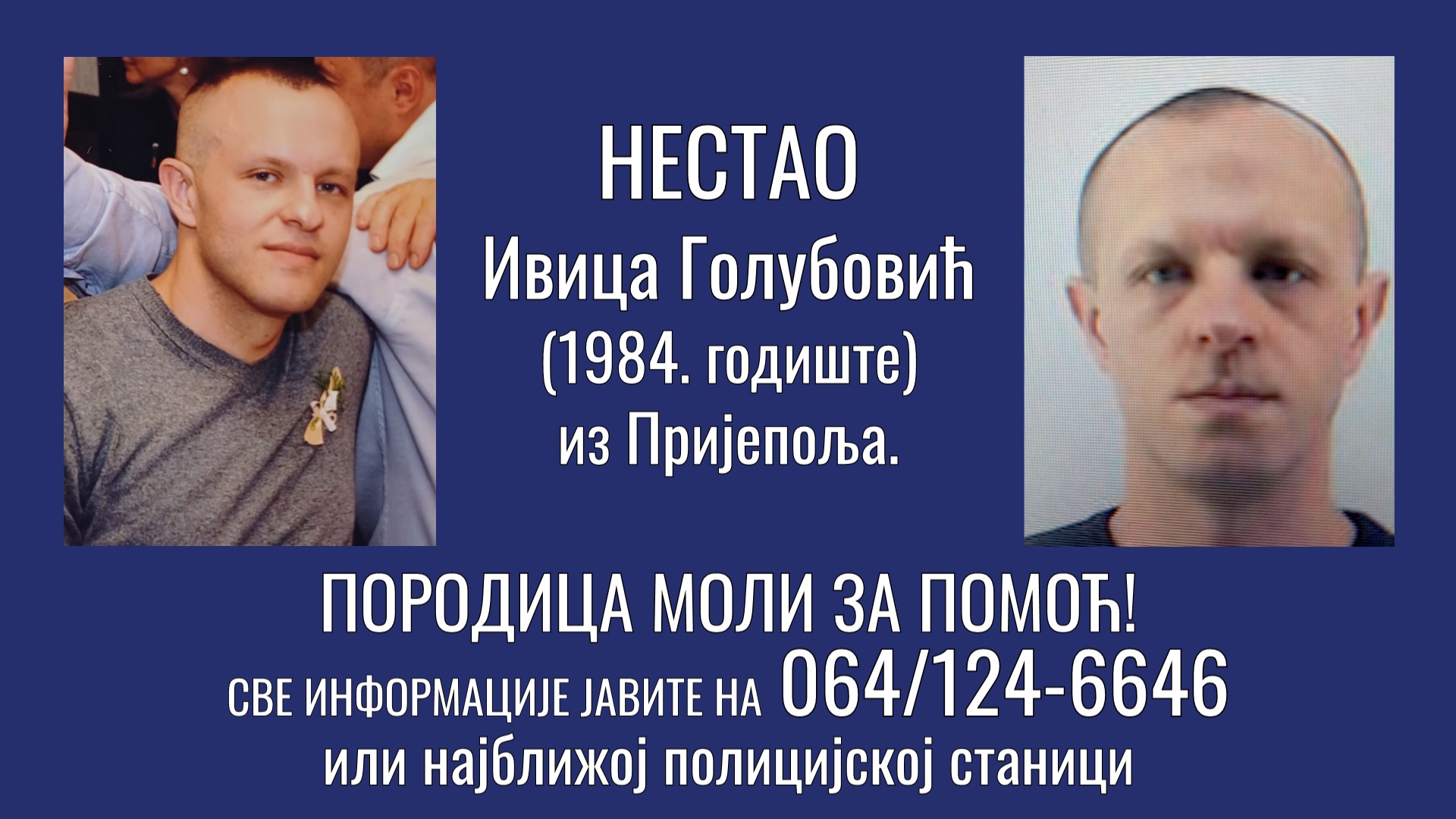 nestao ivica golubovic iz prijepolja