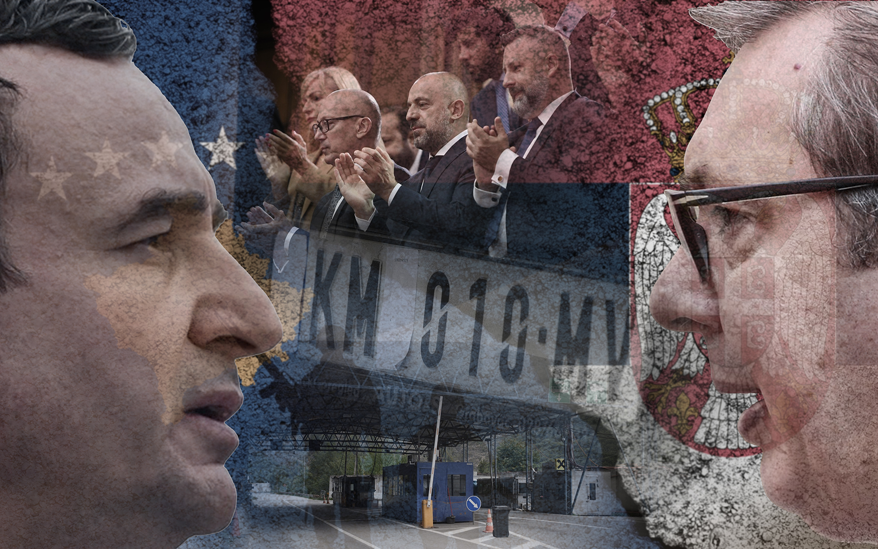 Serbia,And,Republic,Of,Kosovo,Flags,Background.,Cracked,Wall.,Military