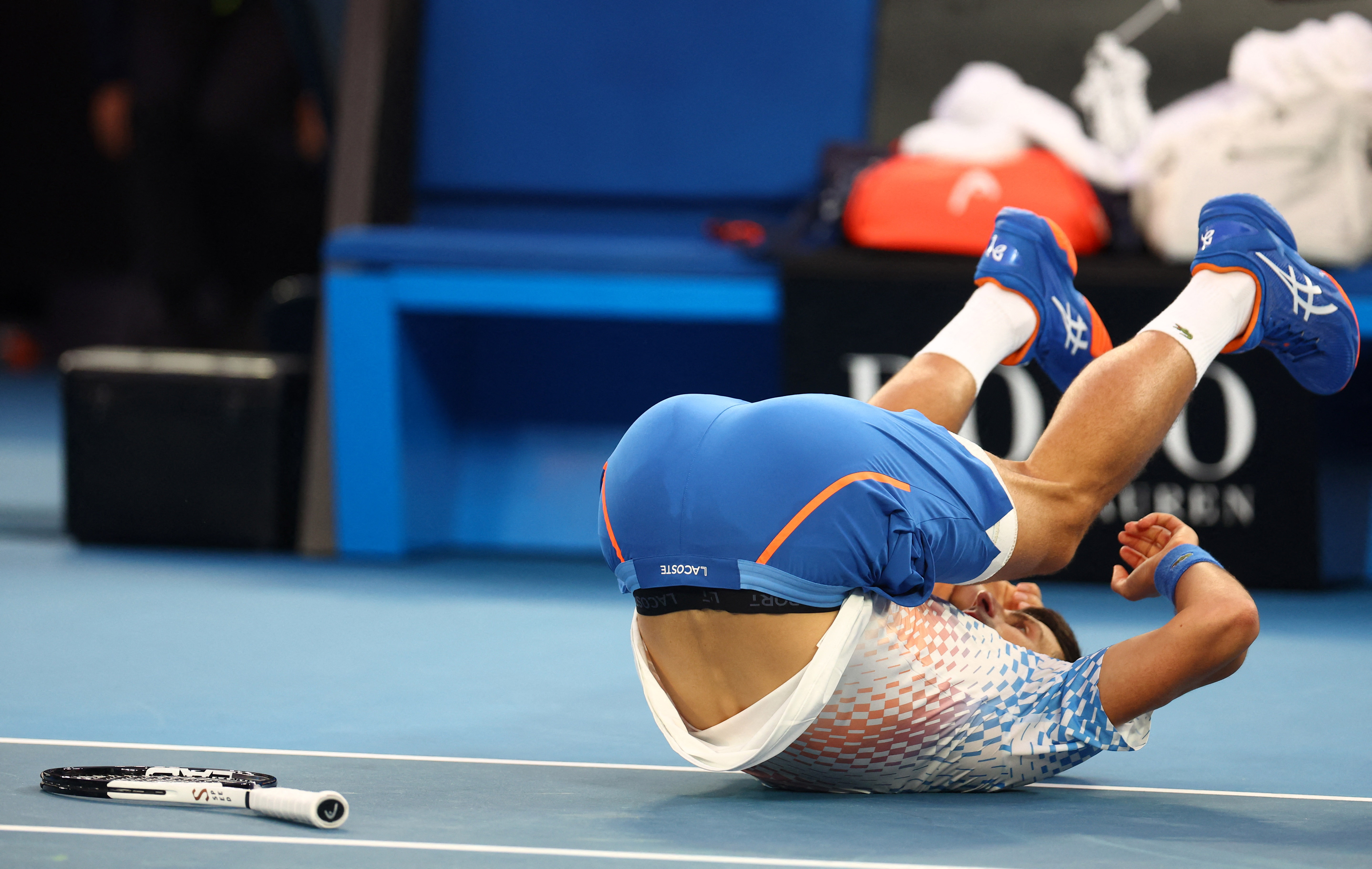 Tennis - Australian Open - Melbourne Park, Melbourne, Australia - January 21, 2023 Serbia's Novak Djokovic reacts during his third round match against Bulgaria's Grigor Dimitrov REUTERS/Hannah Mckay