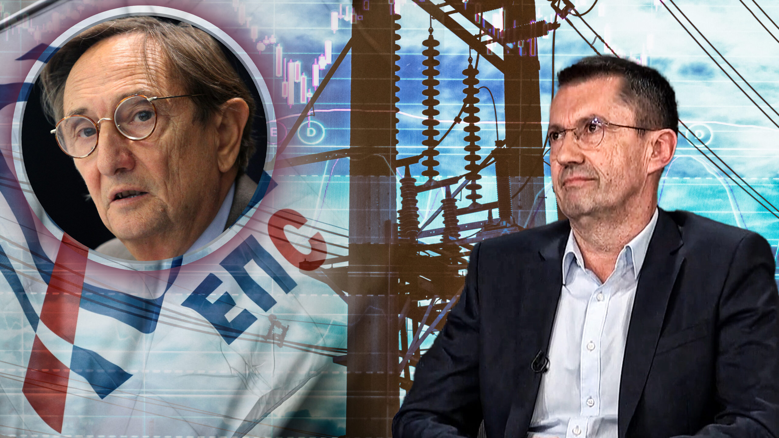 Double exposure - Electric pole, and sky stock chart as background. With the concept of volatility of stocks and energy businesses in the global market. treba mi brzinski kaver miroslav tomašević a u kružiću pavle petrović