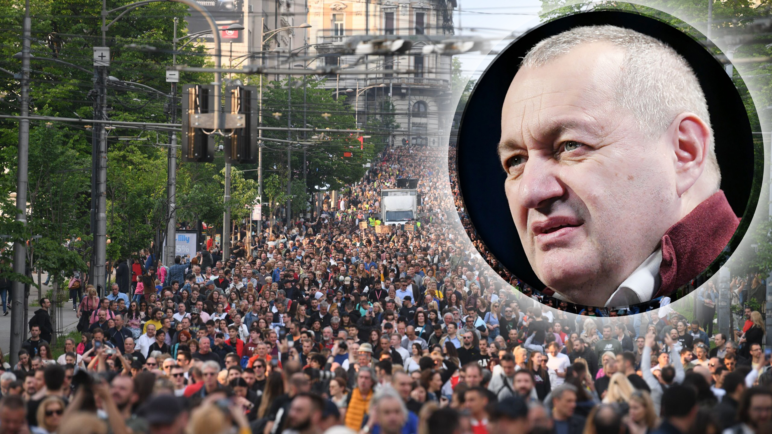 Beograd 19. maj 2023. Protest protiv nasilja drugi po redu Foto:Filip Krainčanić/Nova.rs Srđan Milivojević i protest