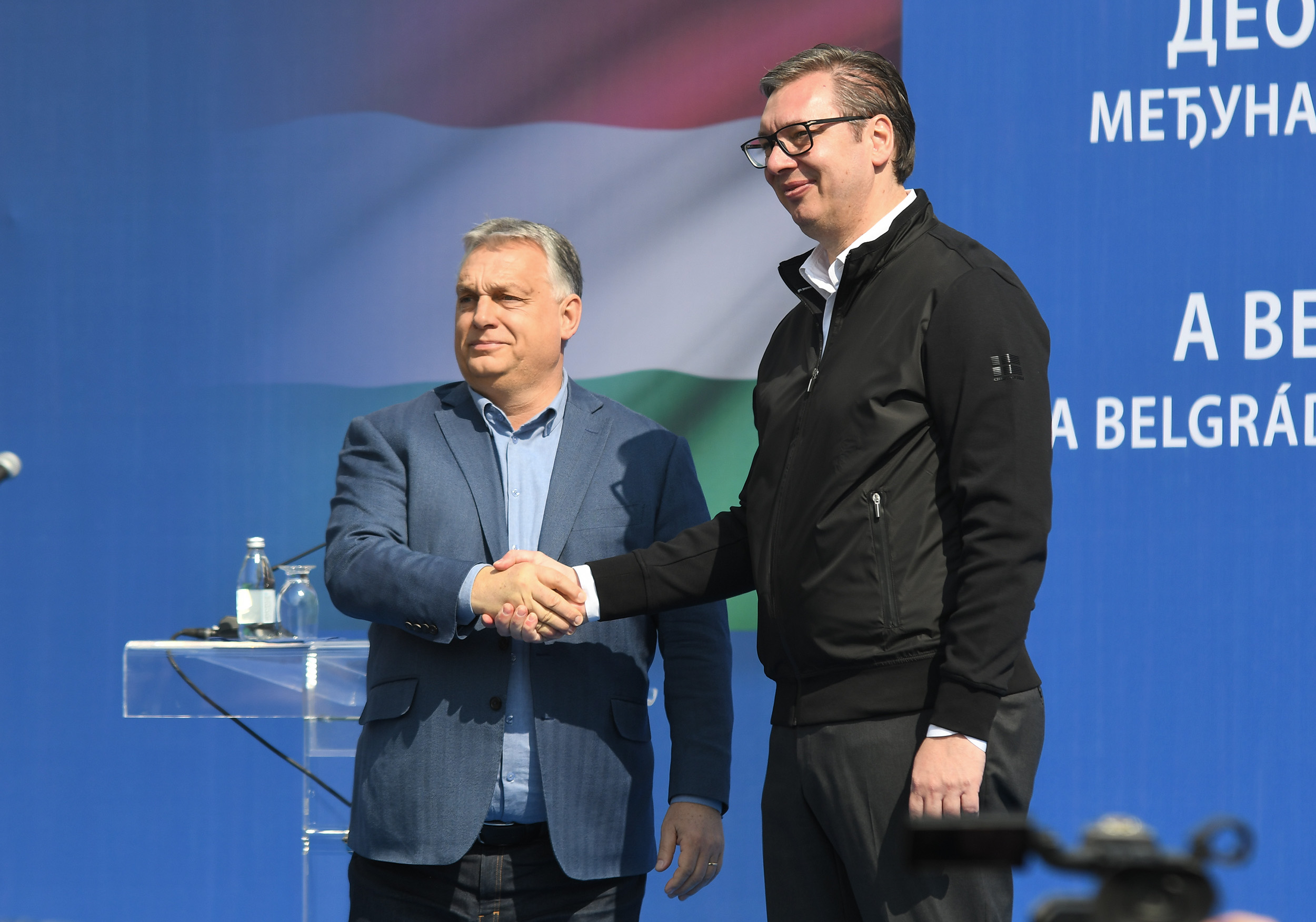Novi Sad 14.03.2022 Aleksandar Vucic i Viktor Orban stigli su brzim vozom Soko iz Beograda u Novi Sad foto Nenad Mihajlovic