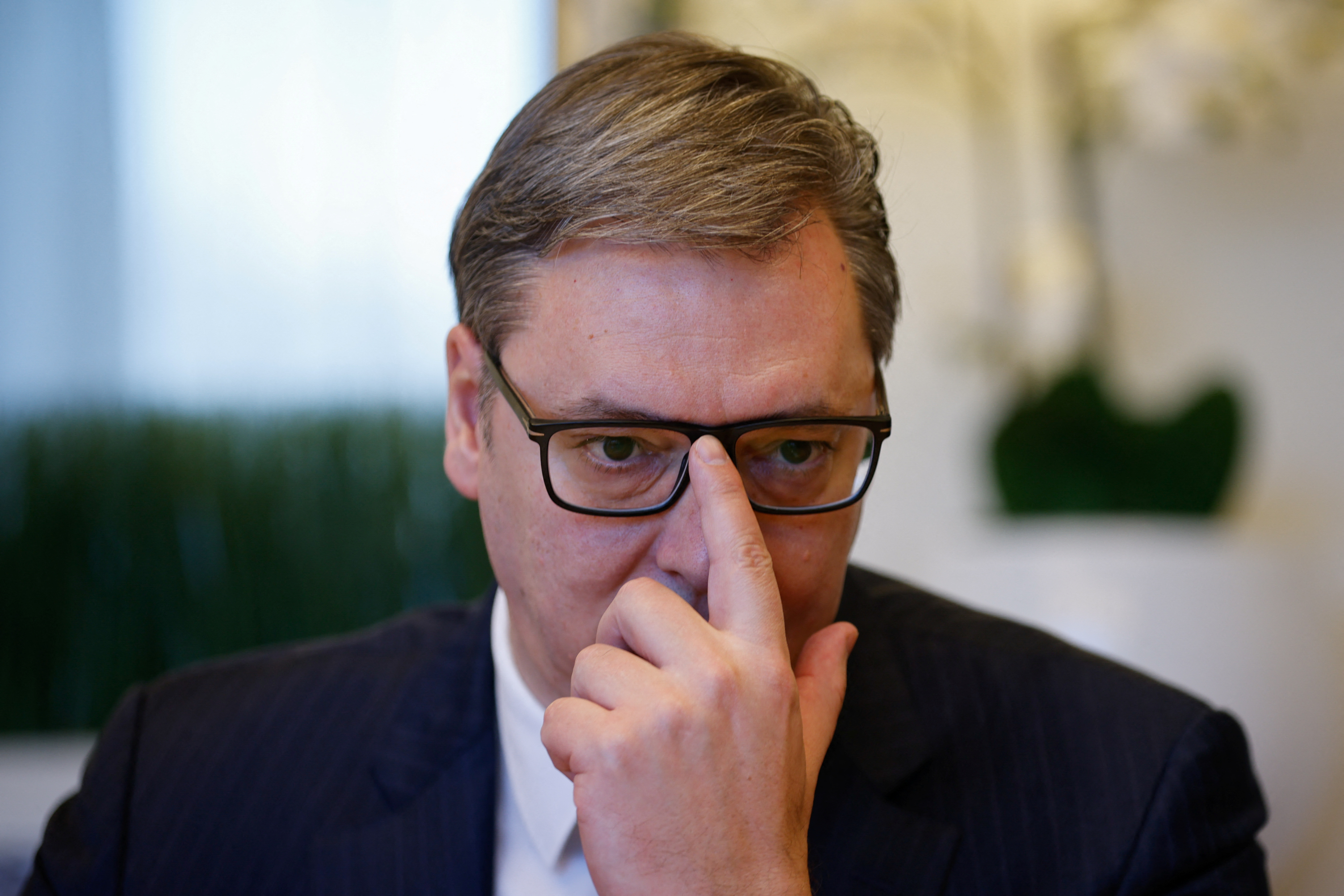 Serbian President Aleksandar Vucic and European Union foreign policy chief Josep Borell (not pictured) meet in Brussels, Belgium February 27, 2023. REUTERS/Johanna Geron