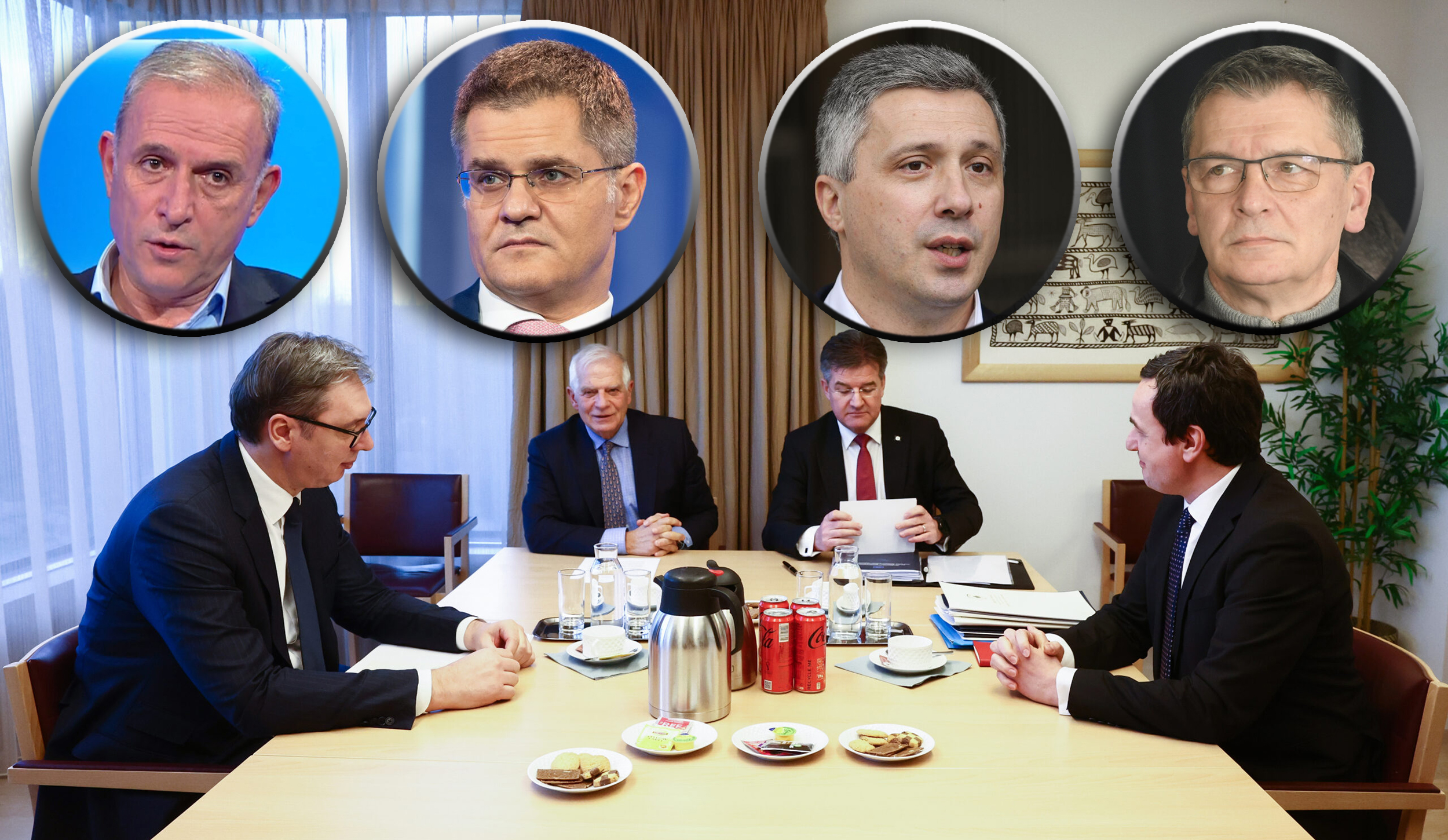 Vučić, Kurti, Borelj (ona slika sa sastanka) i Vuk Jeremić, Ponoš, Boško Obradović, Ćuta