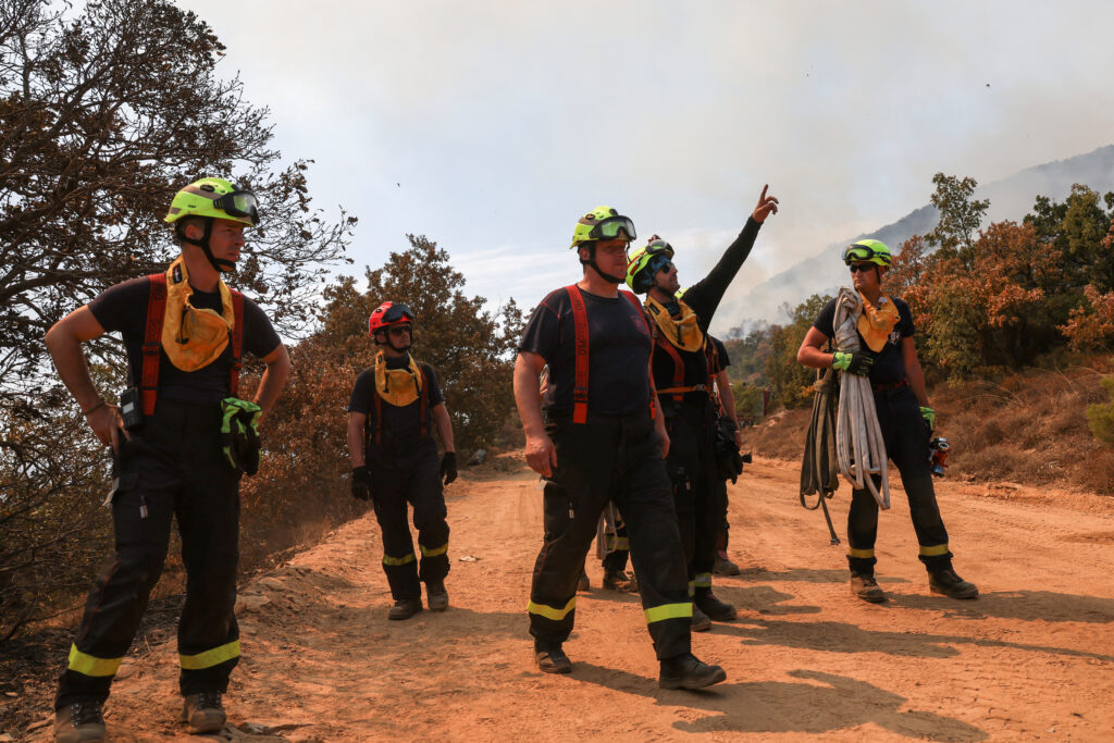 Czech firefighters prepare to deploy as a wildfire burns at Dadia National Park in the region of Evros, Greece, August 29, 2023. REUTERS/Alexandros Avramidis