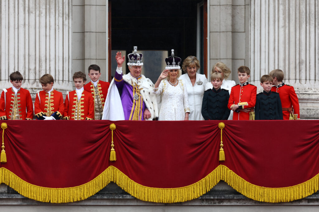 Britain's King Charles and Queen Camilla stand on the Buckingham Palace balcony following their coronation ceremony in London, Britain May 6, 2023. REUTERS/Matthew Childs