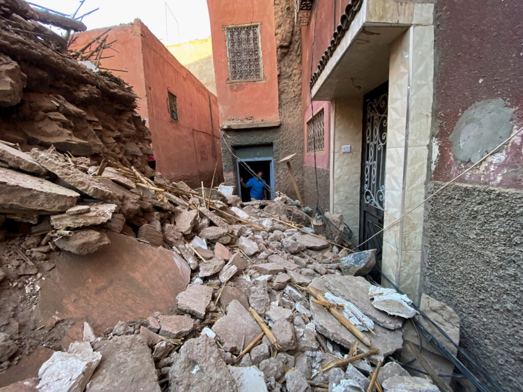 A general view of damage in the historic city of Marrakech, following a powerful earthquake in Morocco, September 9, 2023. REUTERS/Abdelhak Balhaki