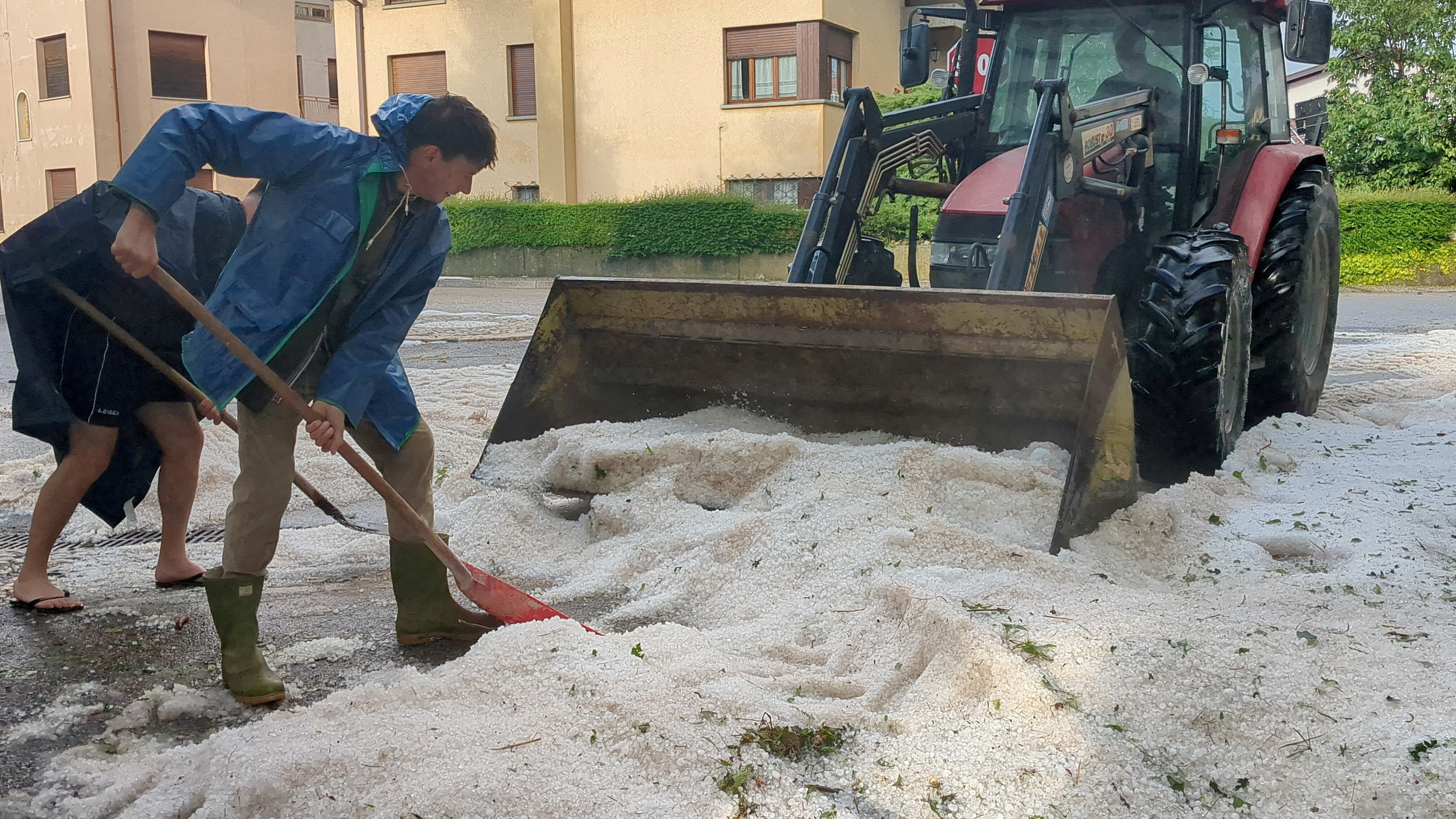 Ice-covered roads after hailstorm batters Italy's Friuli Venezia Giulia region