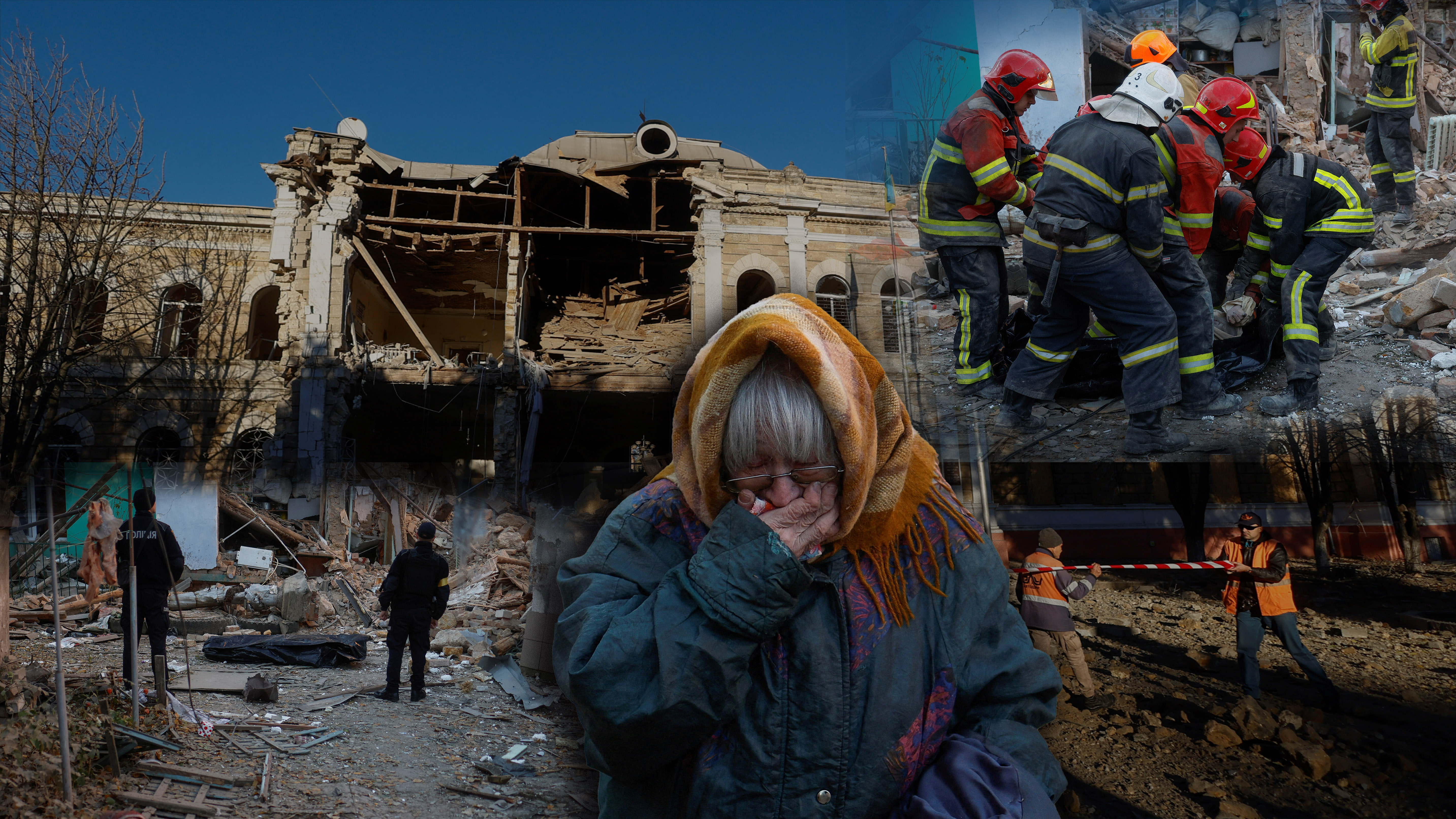 A view shows a building of a gymnasium damaged by a Russian missile attack in Mykolaiv, Ukraine November 1, 2022.  REUTERS/Valentyn Ogirenko
Ukraine ukrajina kombo