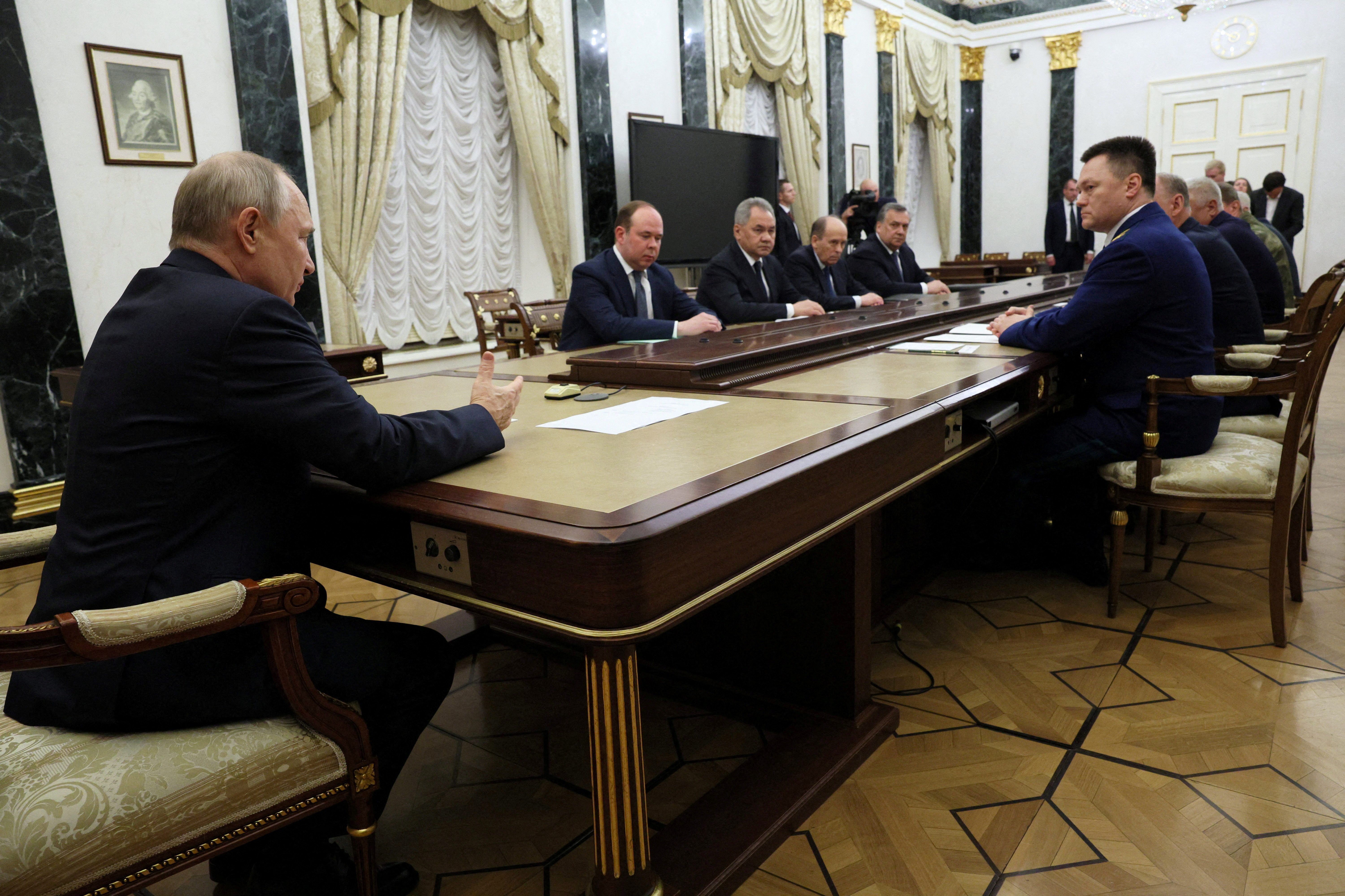 Russian President Vladimir Putin holds a meeting with heads of Russian security services in Moscow, Russia, June 26, 2023. Sputnik/Gavriil Grigorov/Kremlin via REUTERS ATTENTION EDITORS - THIS IMAGE WAS PROVIDED BY A THIRD PARTY.     TPX IMAGES OF THE DAY