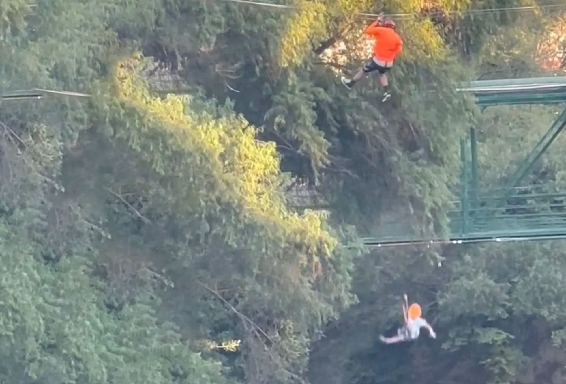 A child falls after his zipline harness broke, in Monterrey