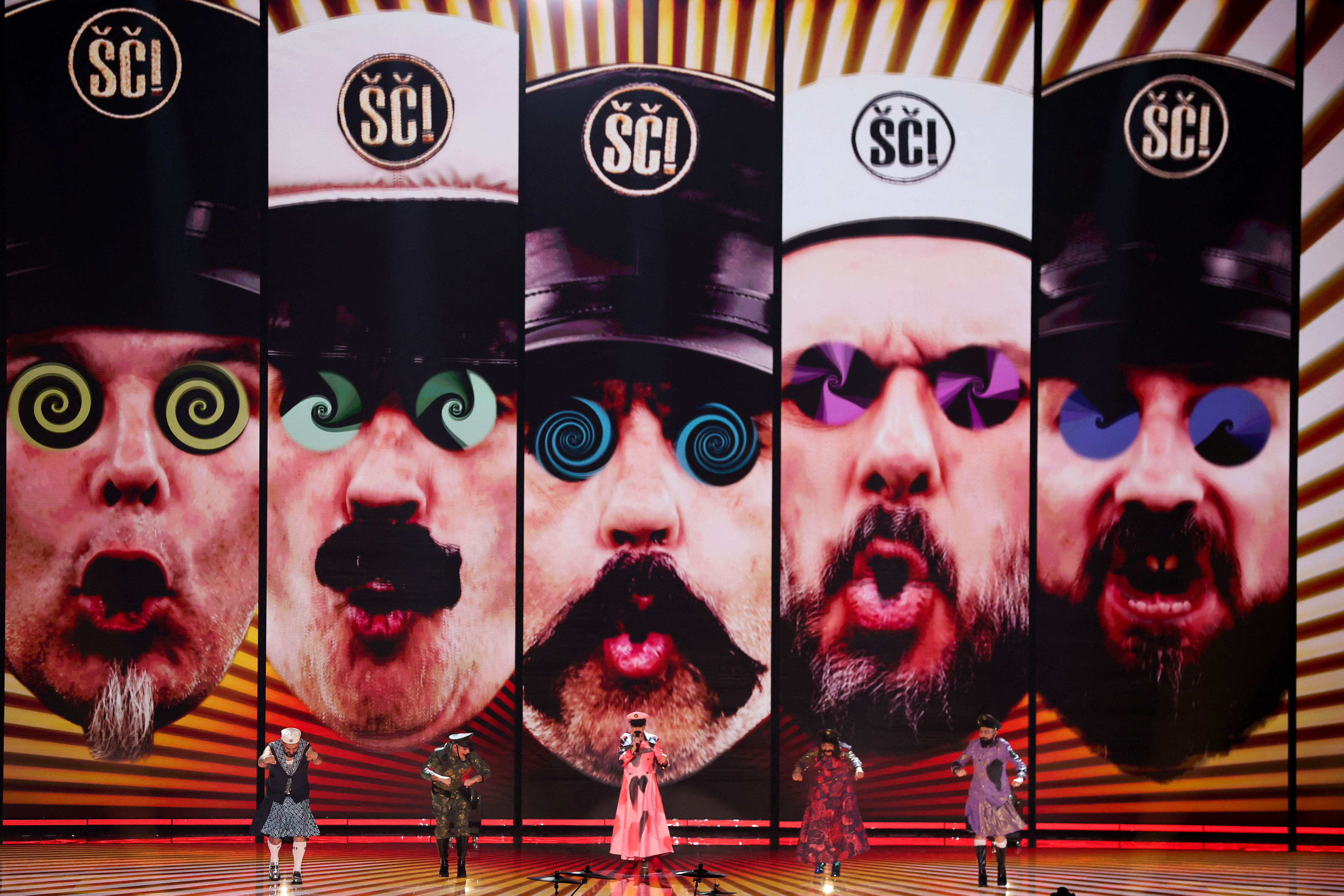 Let 3 from Croatia perform during the grand final of the 2023 Eurovision Song Contest in Liverpool, Britain, May 13, 2023. REUTERS/Phil Noble