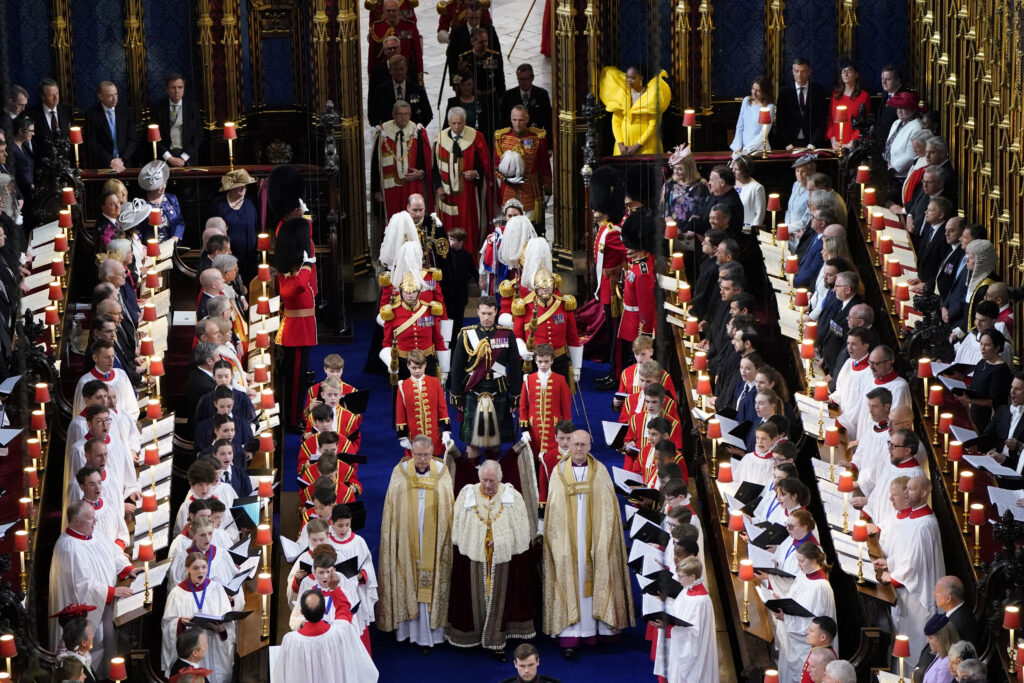 King Charles III arrives for his coronation at Westminster Abbey, London. Saturday May 6, 2023. Andrew Matthews/Pool via REUTERS