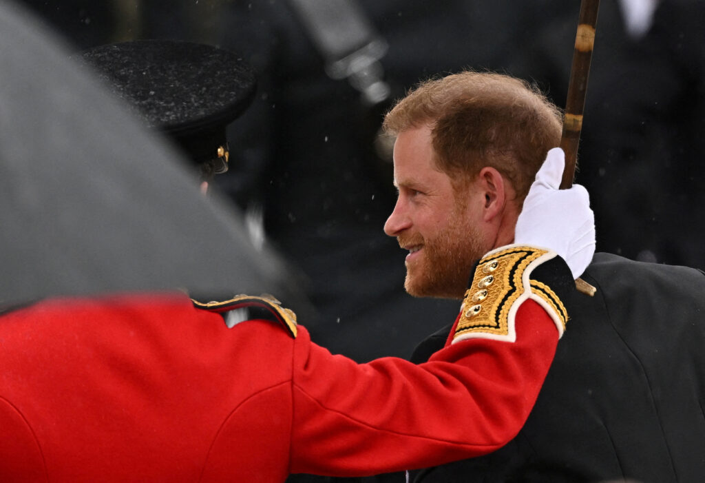 Britain's Prince Harry, Duke of Sussex, walks outside Westminster Abbey ahead of Britain's King Charles' coronation ceremony, in London, Britain May 6, 2023. REUTERS/Dylan Martinez     TPX IMAGES OF THE DAY