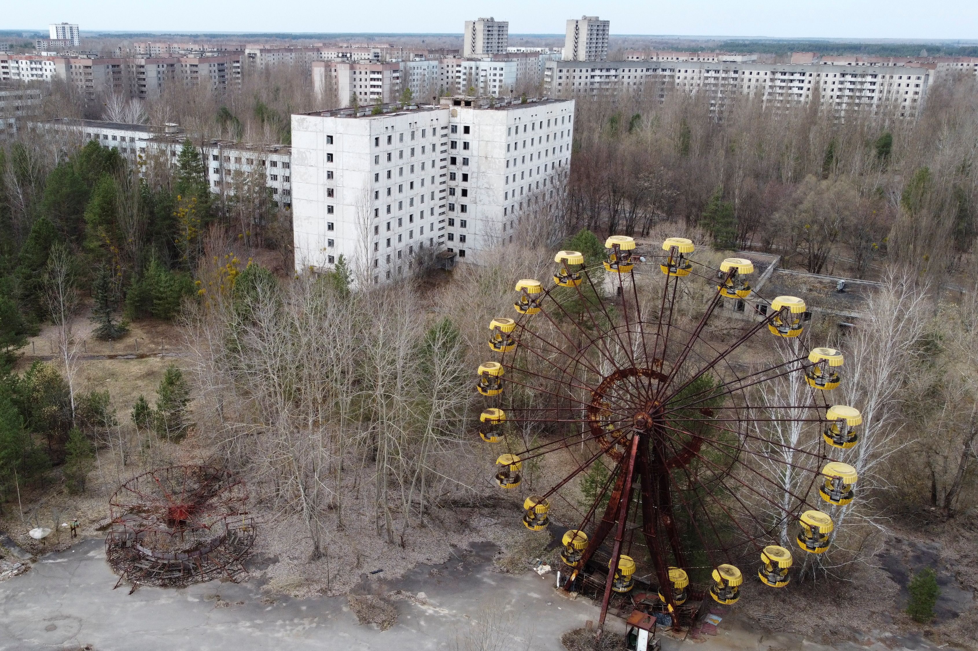 Černobil, Černobilj, A view shows the abandoned city of Pripyat