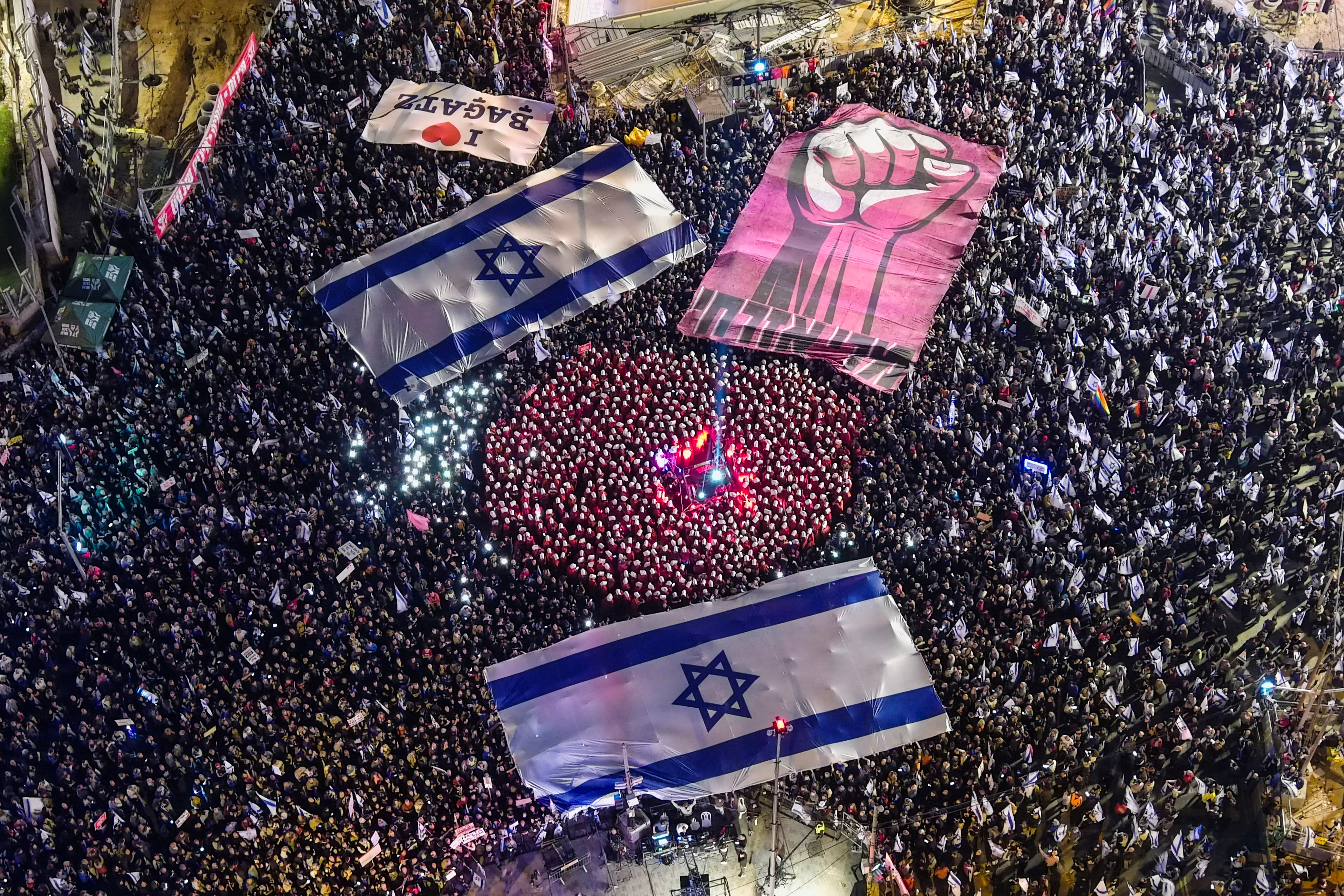 Protests against Israeli government's judicial overhaul, in Tel Aviv