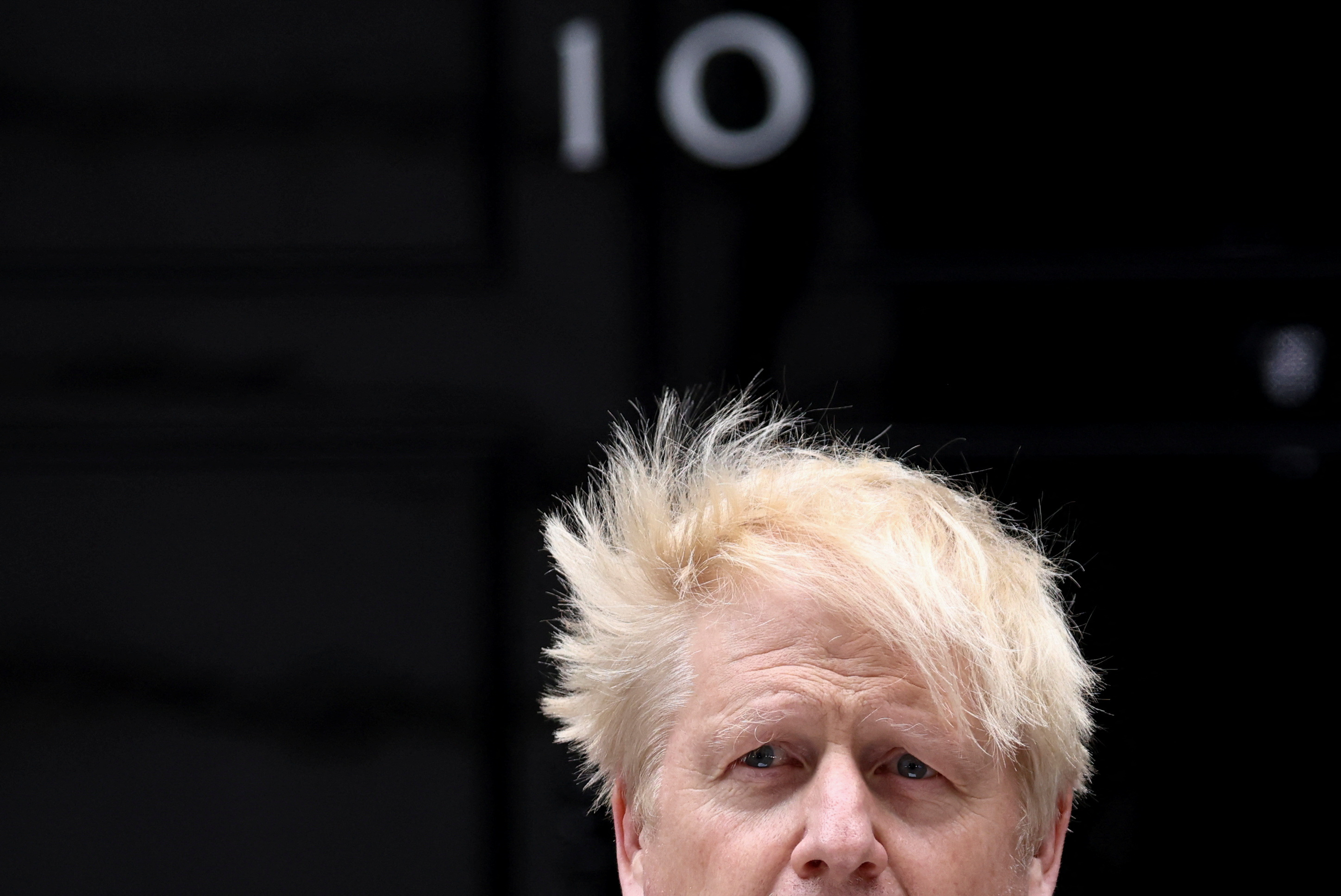 British Prime Minister Boris Johnson makes a statement at Downing Street in London, Britain, July 7, 2022. REUTERS/Henry Nicholls