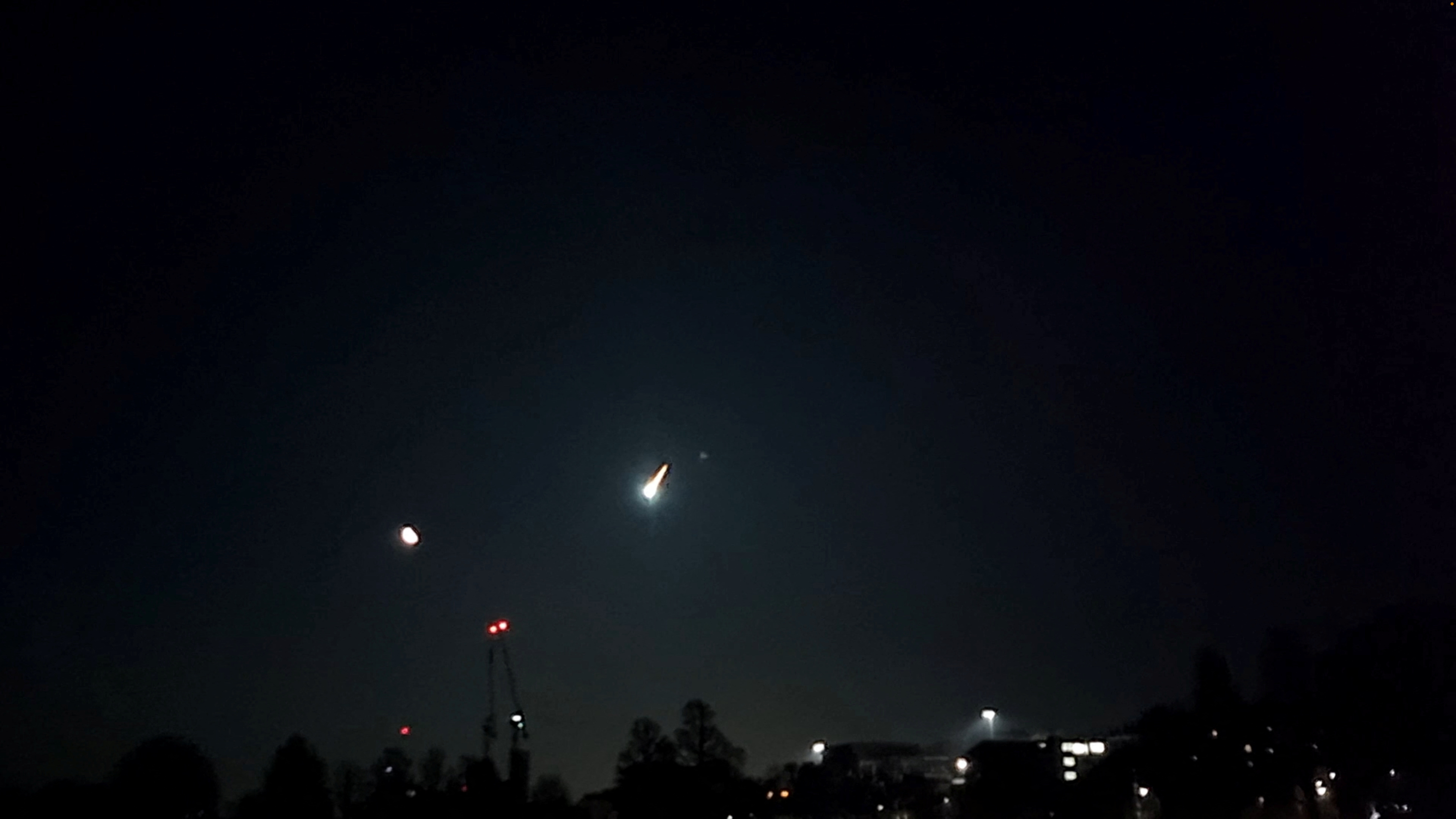 A view of a small asteroid passing through Earth's atmosphere in Brighton