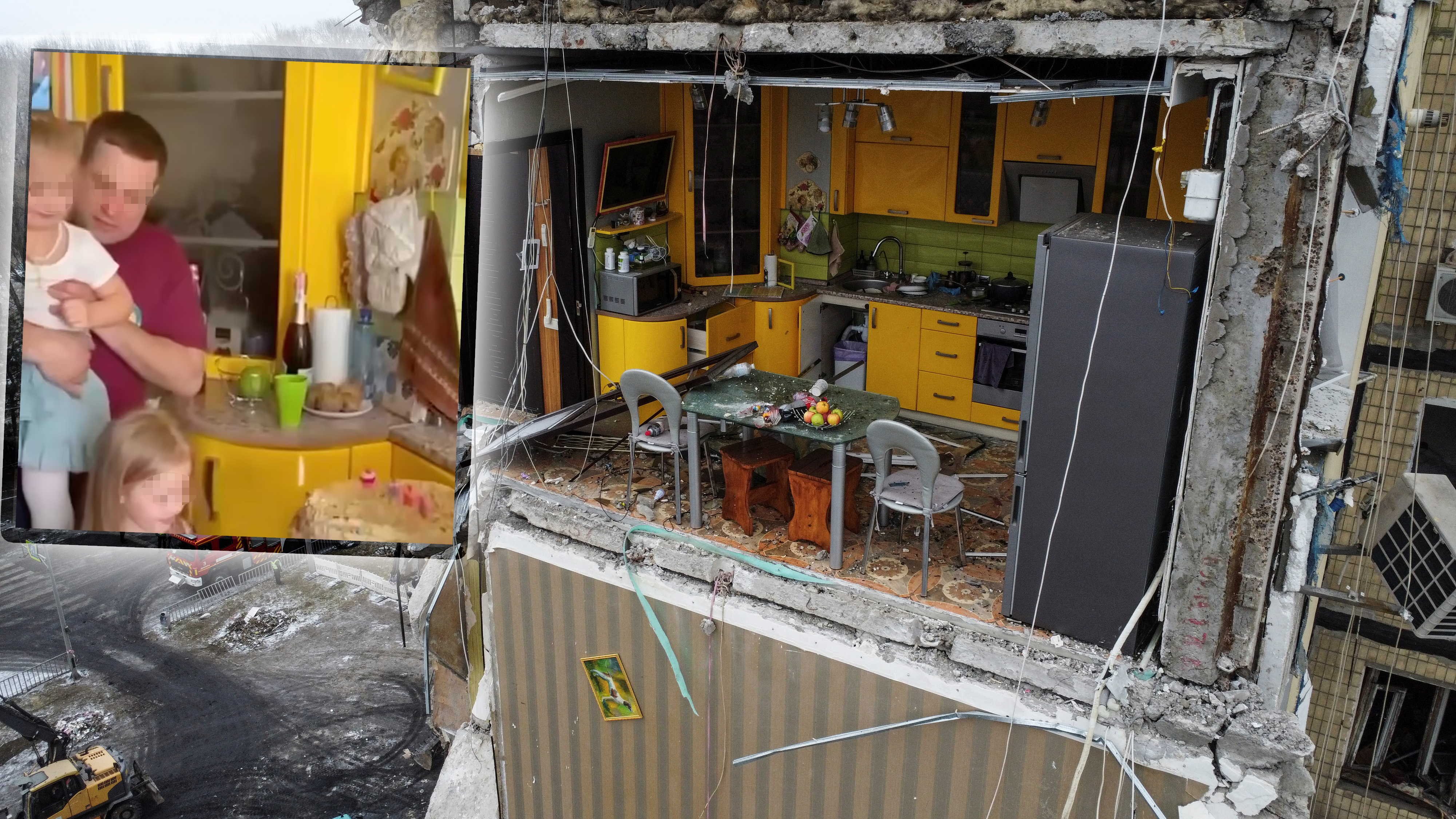 A view shows a kitchen inside an apartment block heavily damaged by a Russian missile strike, amid Russia's attack on Ukraine, in Dnipro, Ukraine January 15, 2023.  REUTERS/Yan Dobronosov