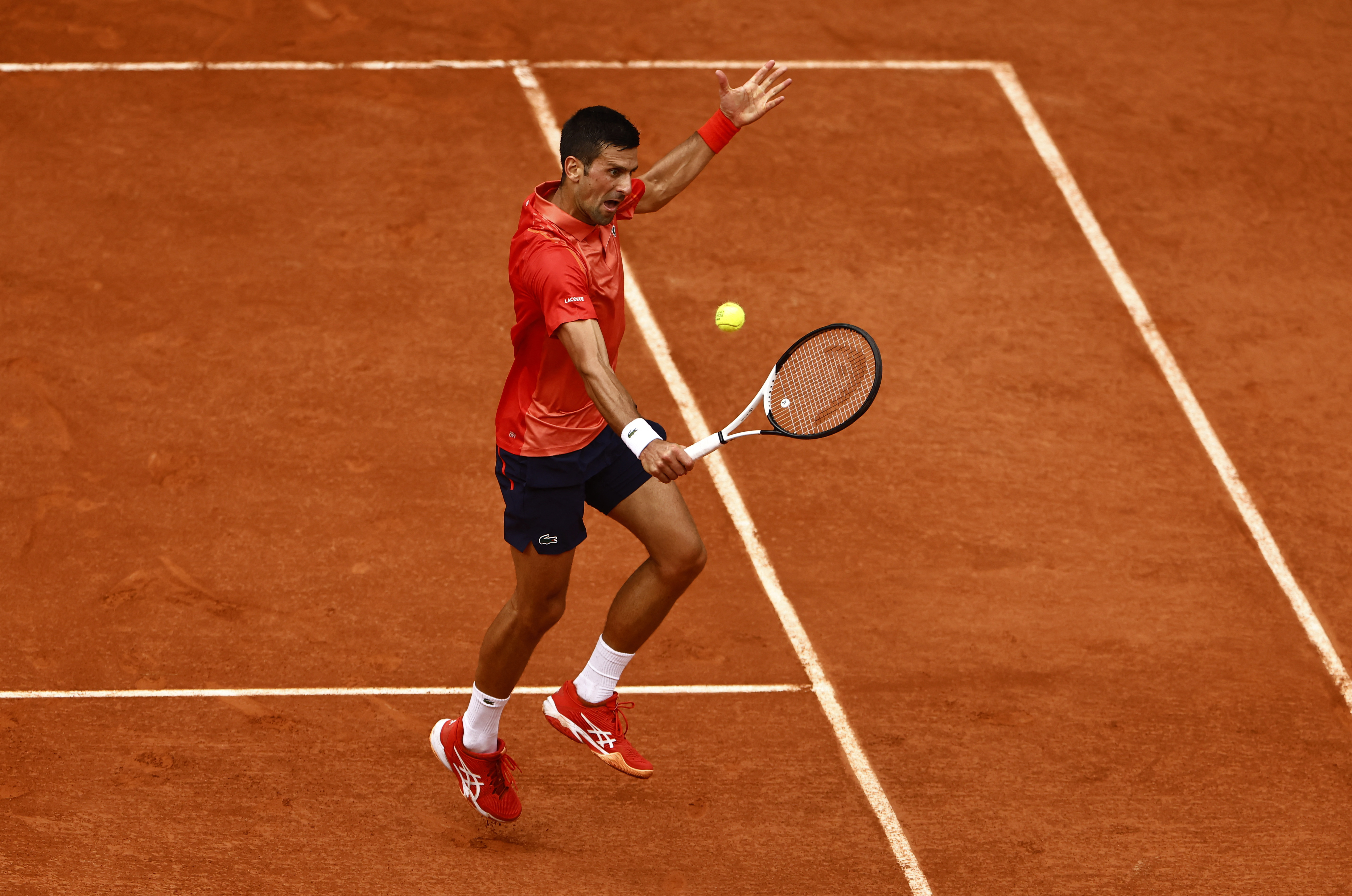 Tennis - French Open - Roland Garros, Paris, France - June 11, 2023 Serbia's Novak Djokovic in action during his final match against Norway's Casper Ruud REUTERS/Clodagh Kilcoyne