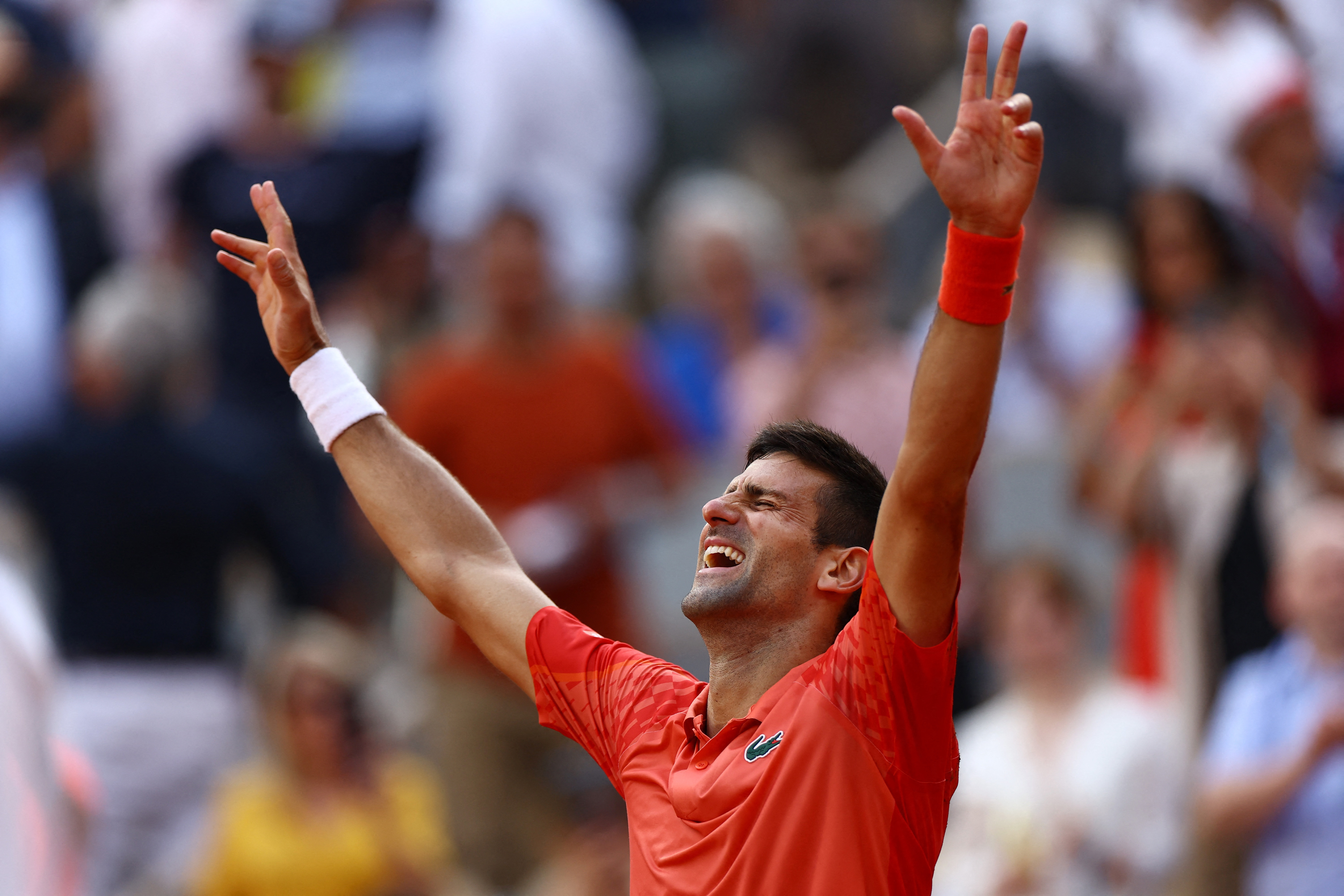 Tennis - French Open - Roland Garros, Paris, France - June 11, 2023 Serbia's Novak Djokovic celebrates after winning the final against Norway's Casper Ruud REUTERS/Lisi Niesner