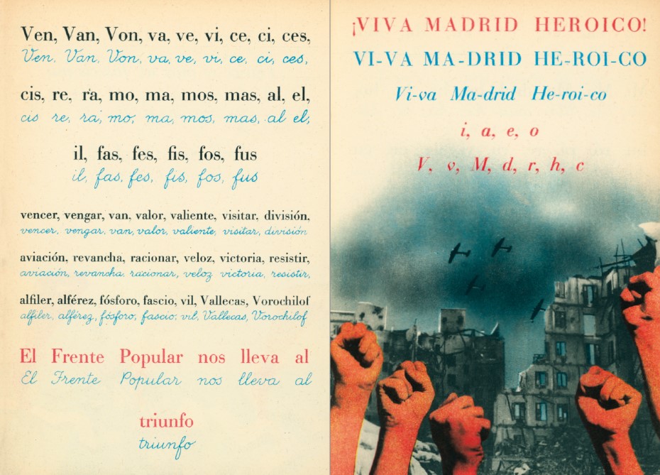 Stranice Antifašističkog školskog priručnika; Prikaz u katalogu za izložbu, izdavač Calamar Edición & Diseño 02