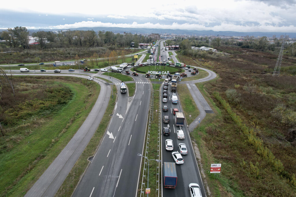 15.11.2023. Protest poljoprivrednika, blokada, dron, Novi Sad, rafinerija
