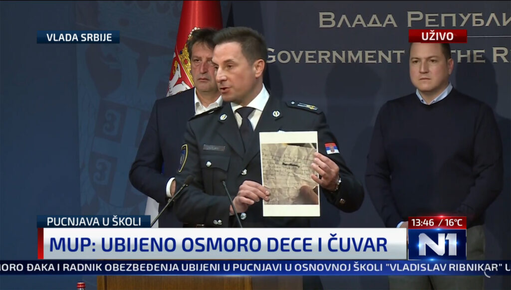 Konferencija za stampu povodom pucnjave u skoli Vladislav Ribnikar