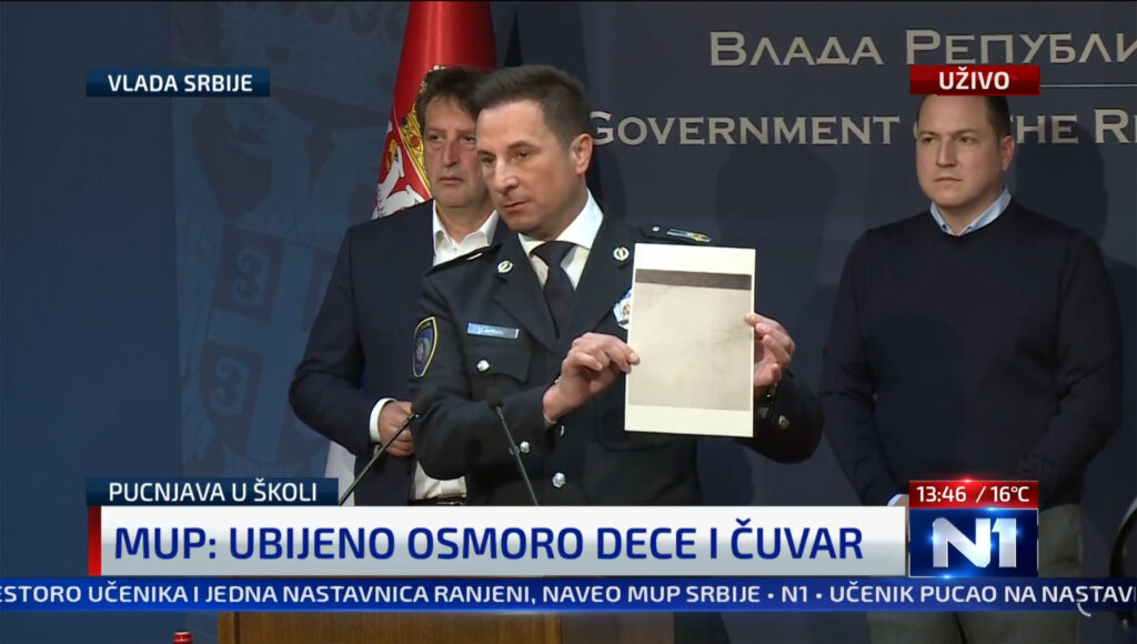 Konferencija za stampu povodom pucnjave u skoli Vladislav Ribnikar