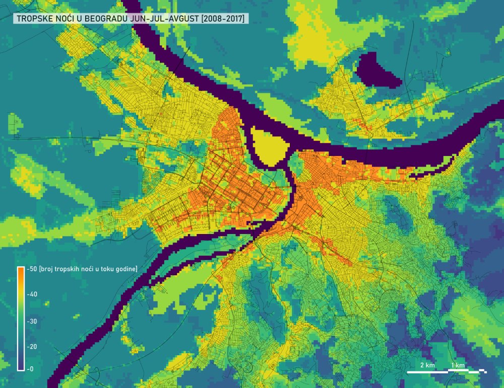 Prva mapa urbanih toplotnih ostrva Beograda: Gde su najčešće tropske noći