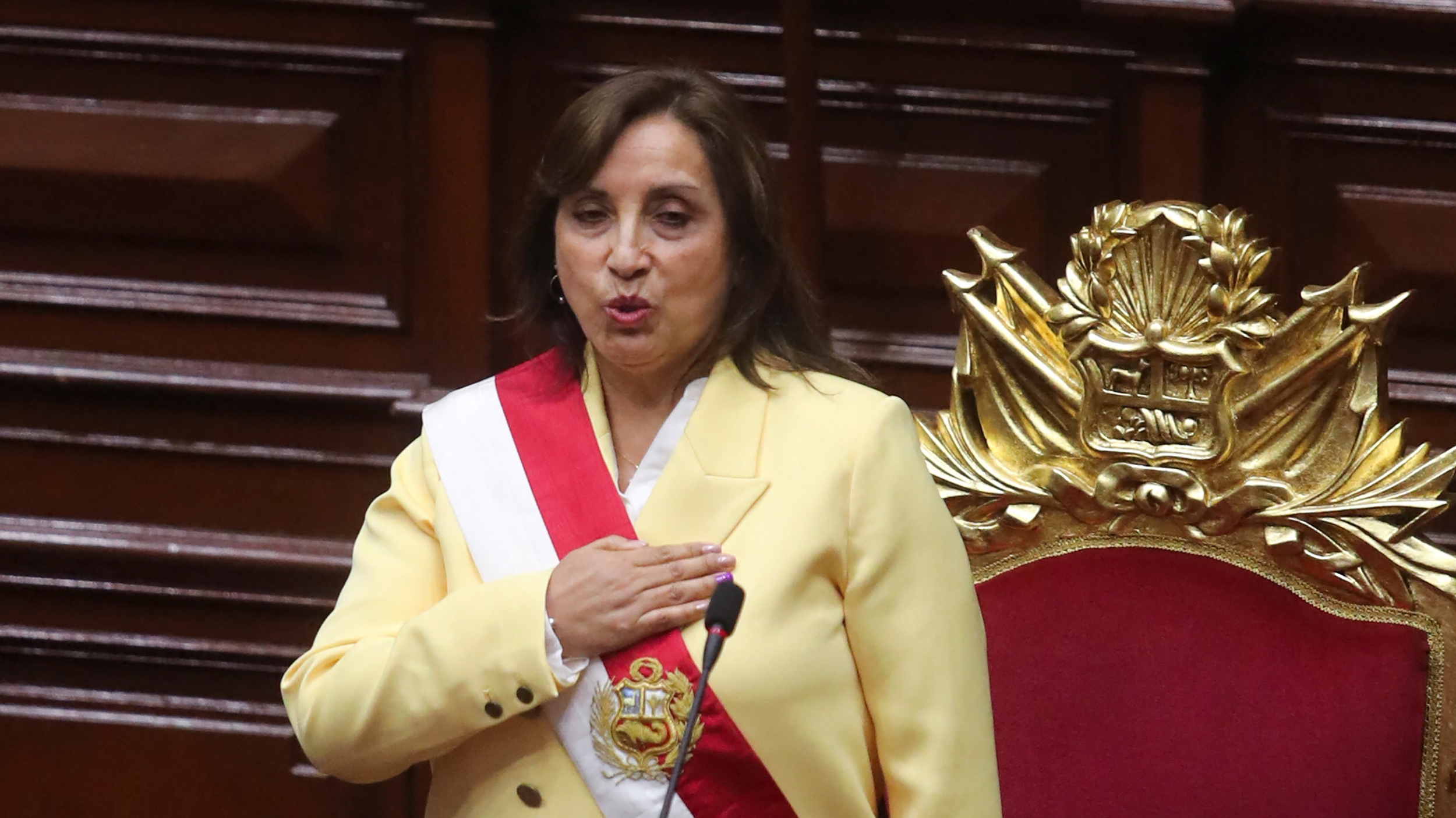 Peruvian Vice President Boluarte's swearing-in after Congress approved removal of President Castillo, in Lima