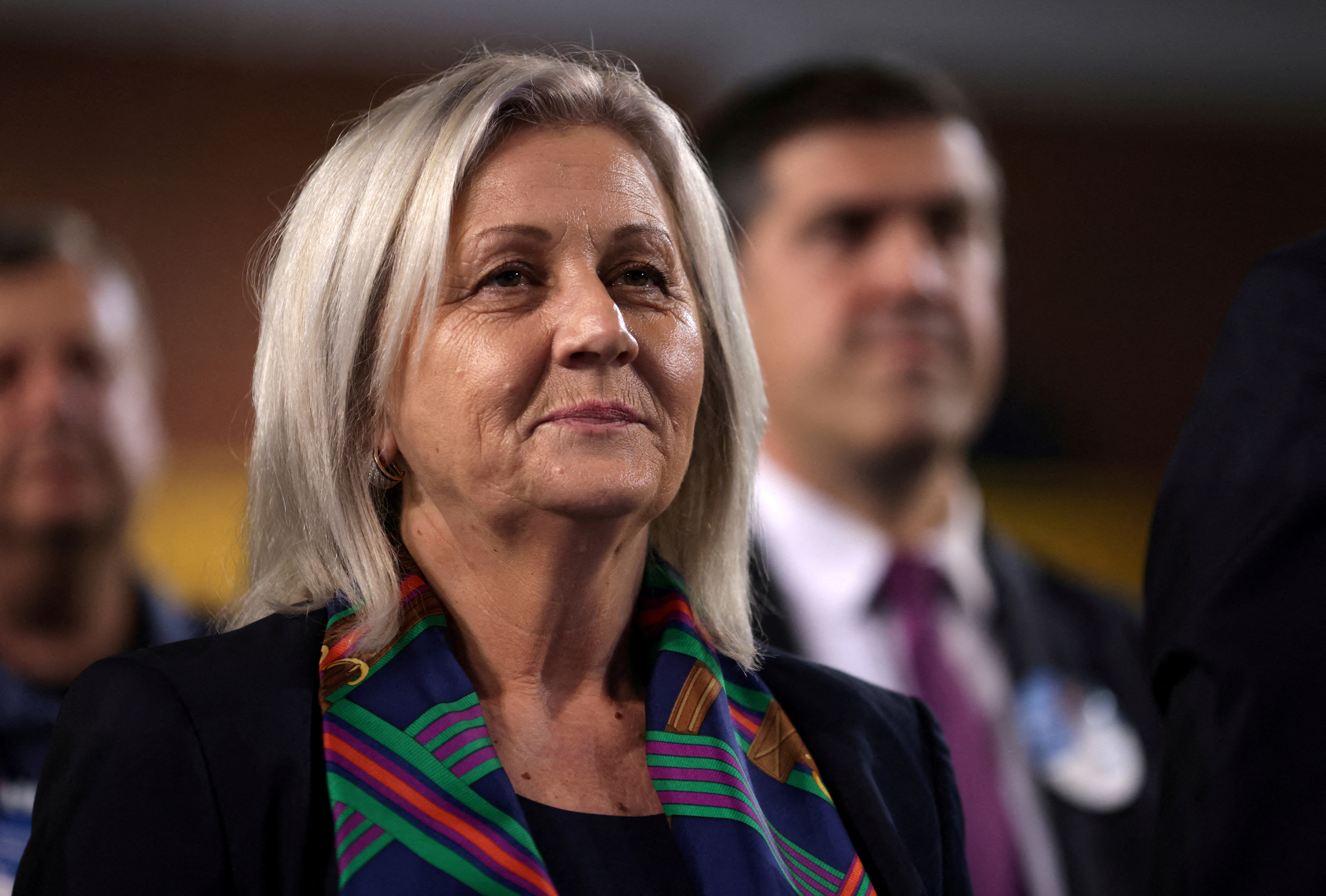 FILE PHOTO: Borjana Kristo of the Croatian Demotracit Union and Croat candidate of the Tri-partite Bosnian Presidency attends a pre-election rally in Zepce, Bosnia and Herzegovina, September 26, 2022. REUTERS/Dado Ruvic/File Photo