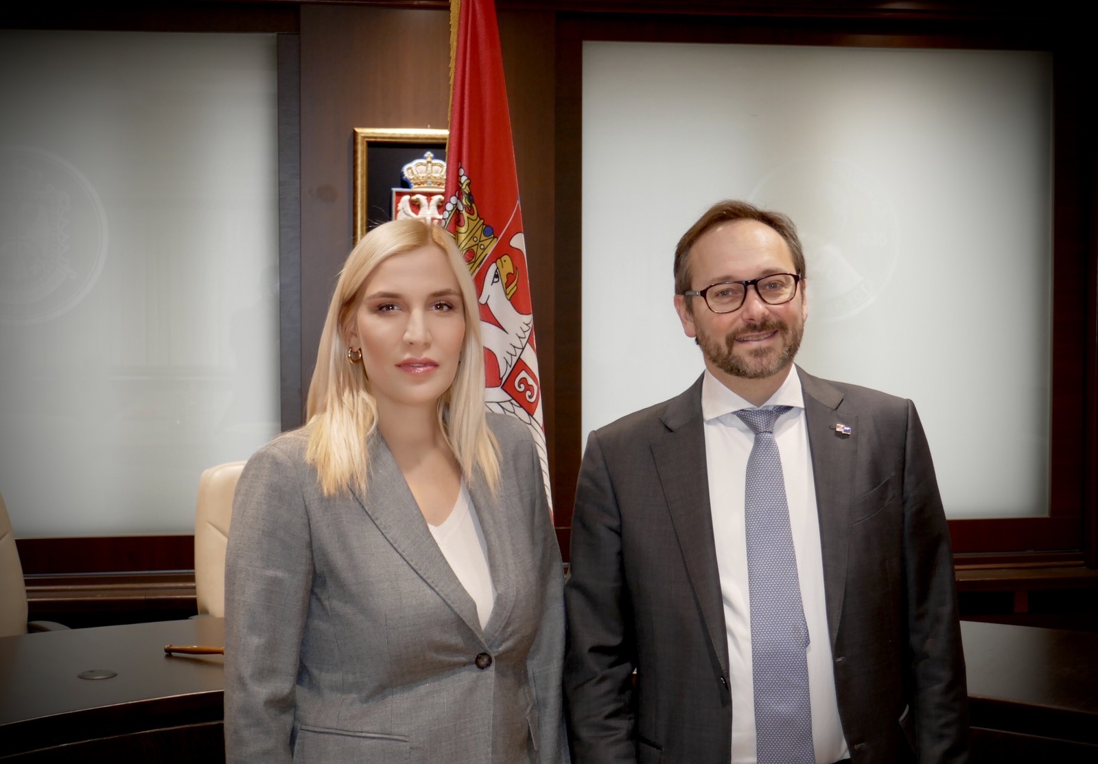 Ministarka pravde Srbije Maja Popović i šef Misije EU u Beogradu Emanuele Žiofre