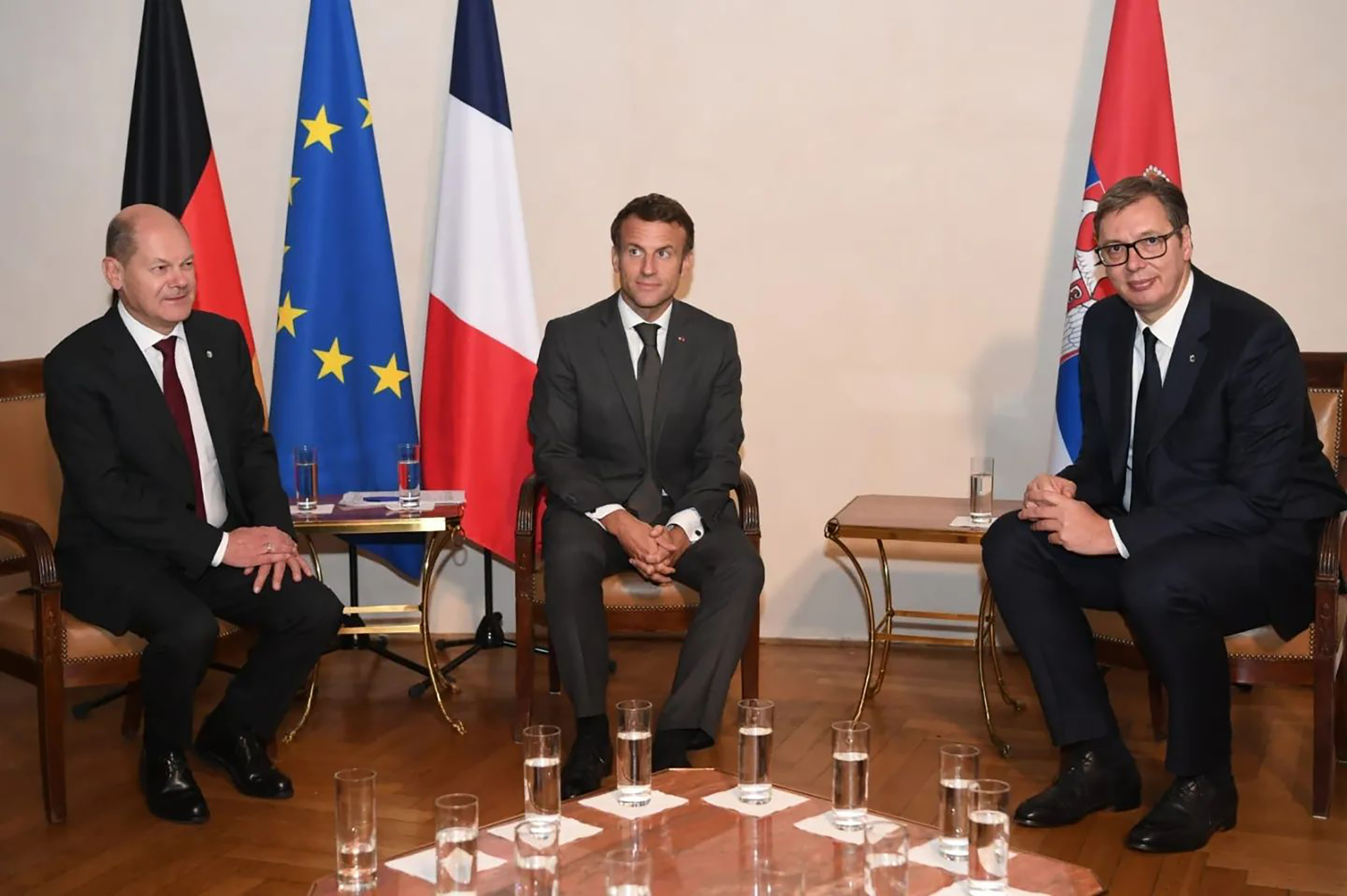 Olaf Šolc, Emanuel Makron i Aleksandar Vučić