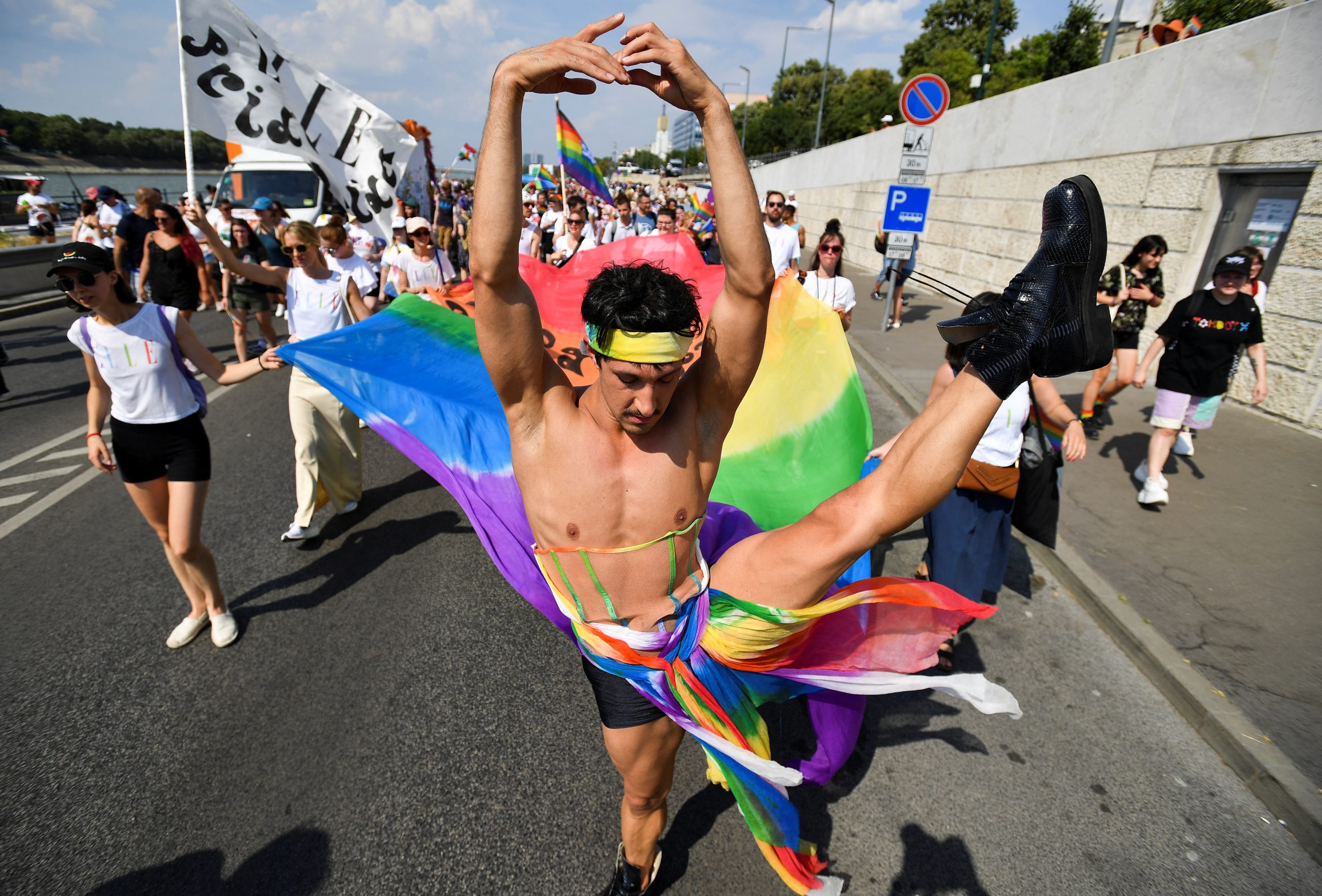 People attend the Budapest Pride march in Budapest, Hungary, July 23, 2022. REUTERS/Marton Monus