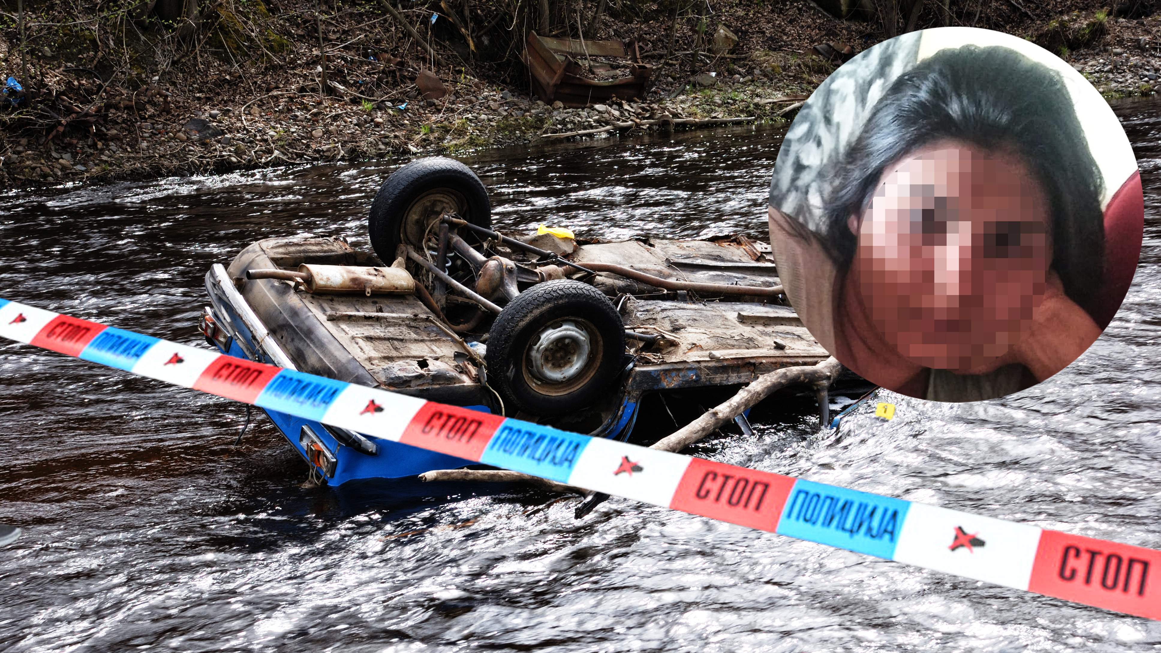car in the river upsidedown; head over heels Za kombro, neka reka, kola, sletela u kanal, policija i ONA, kombo hronika