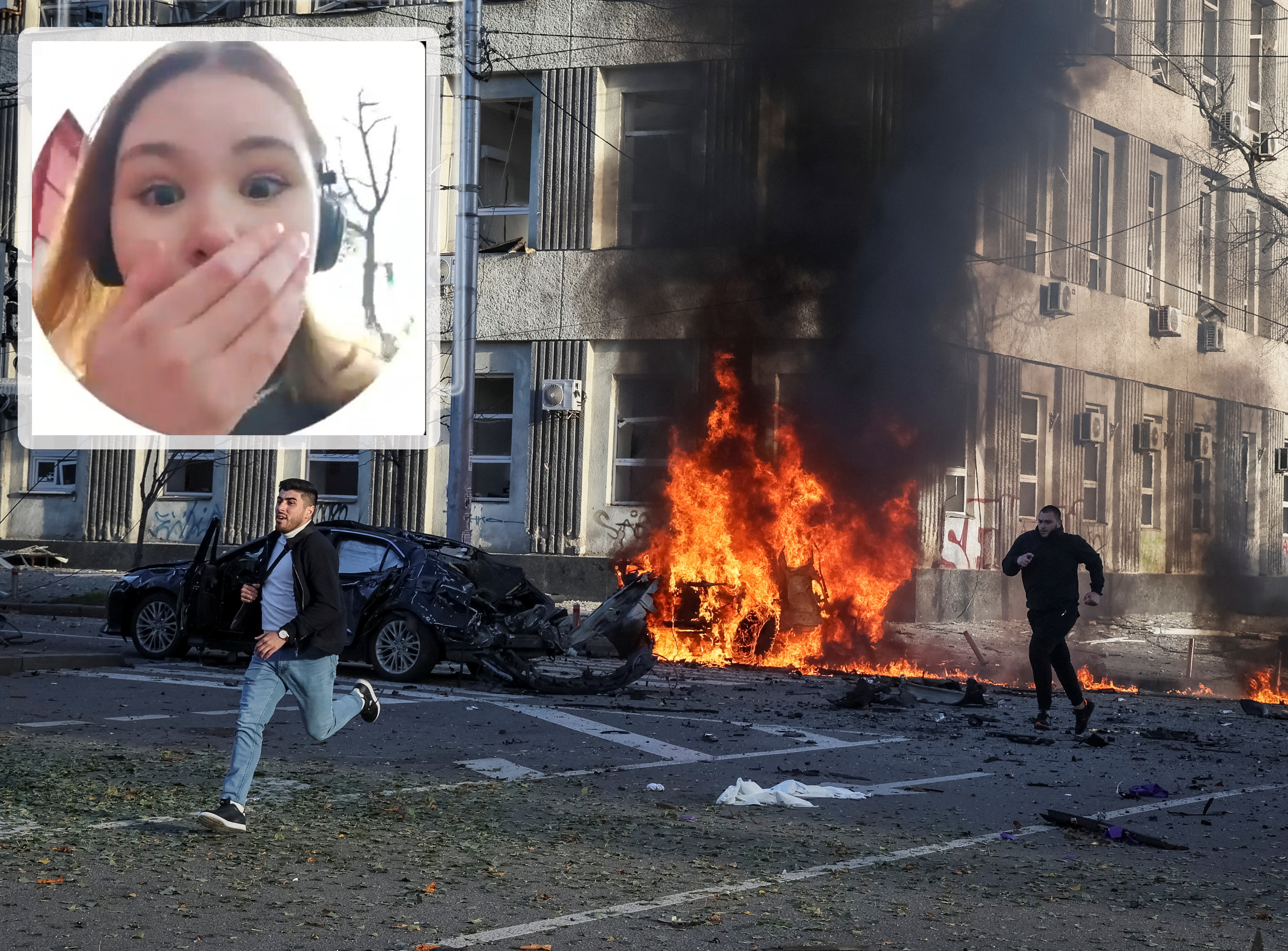 Cars burn after Russian military strike, as Russia's invasion of Ukraine continues, in central Kyiv, Ukraine October 10, 2022.  REUTERS/Gleb Garanich