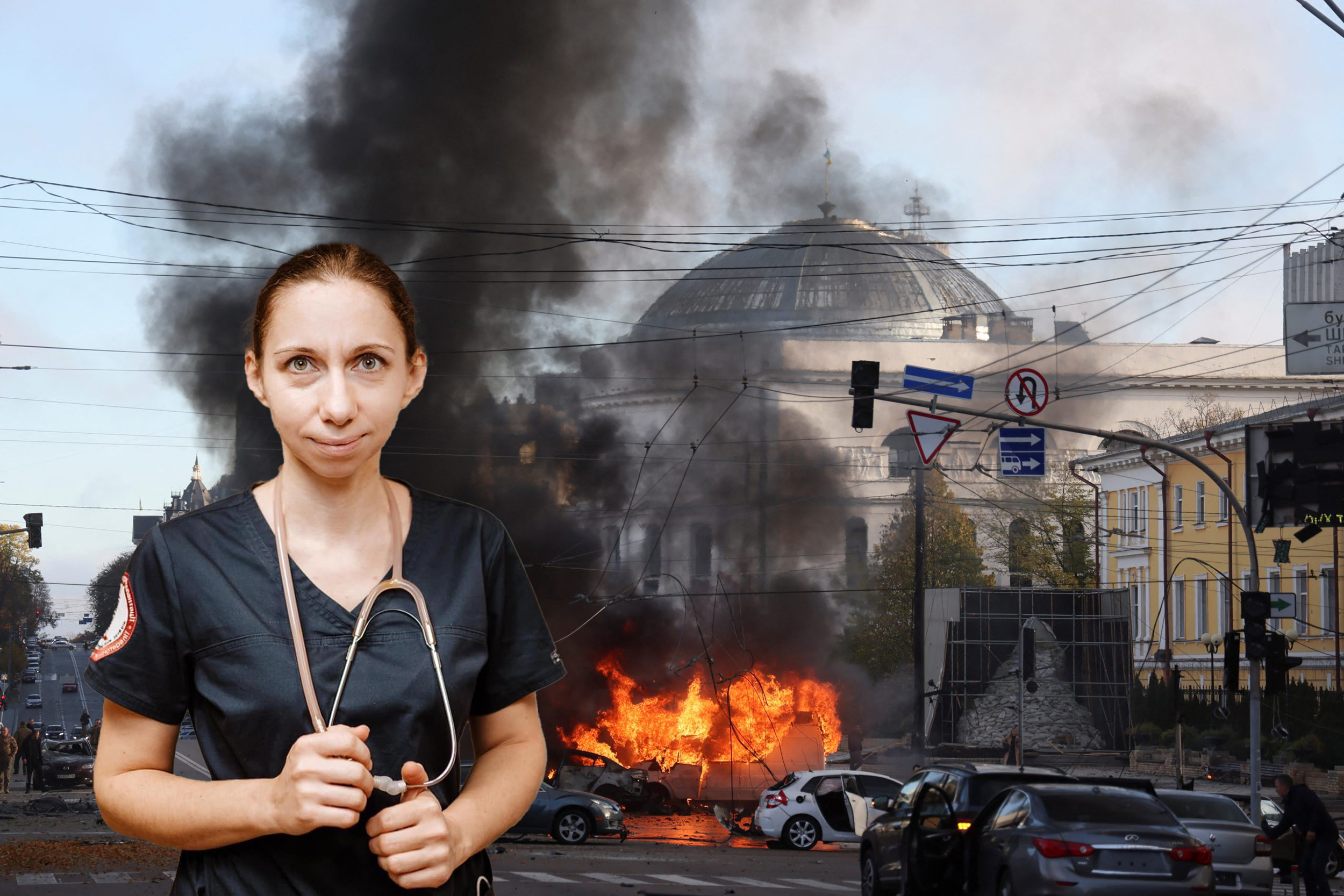 Cars burn after Russian military strike, as Russia's invasion of Ukraine continues, in central Kyiv, Ukraine October 10, 2022.  REUTERS/Gleb Garanich