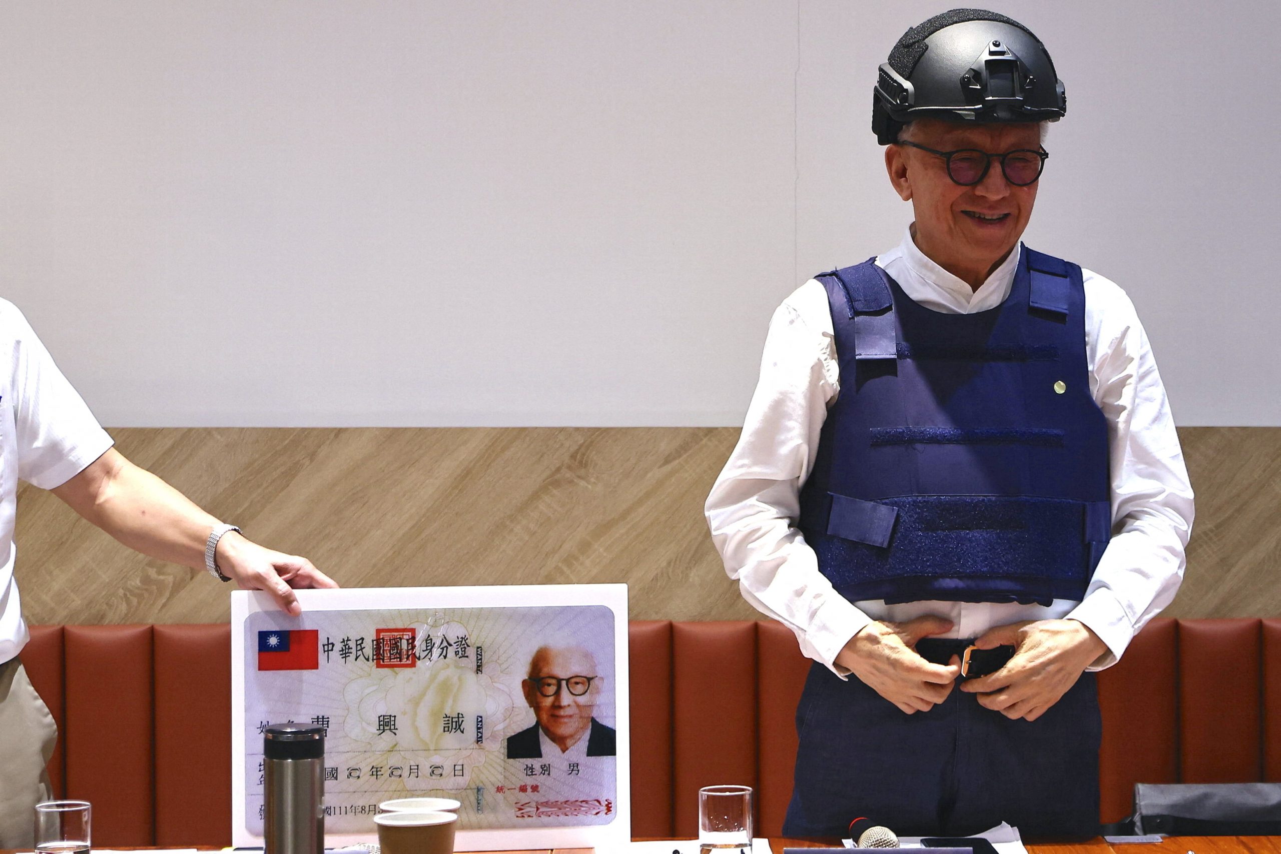 Robert Tsao, the former chairman of contract microchip maker UMC, poses for photos at a news conference where he announces his plans to fund civil defense education in Taipei, Taiwan, September 1, 2022. REUTERS/Ann Wang